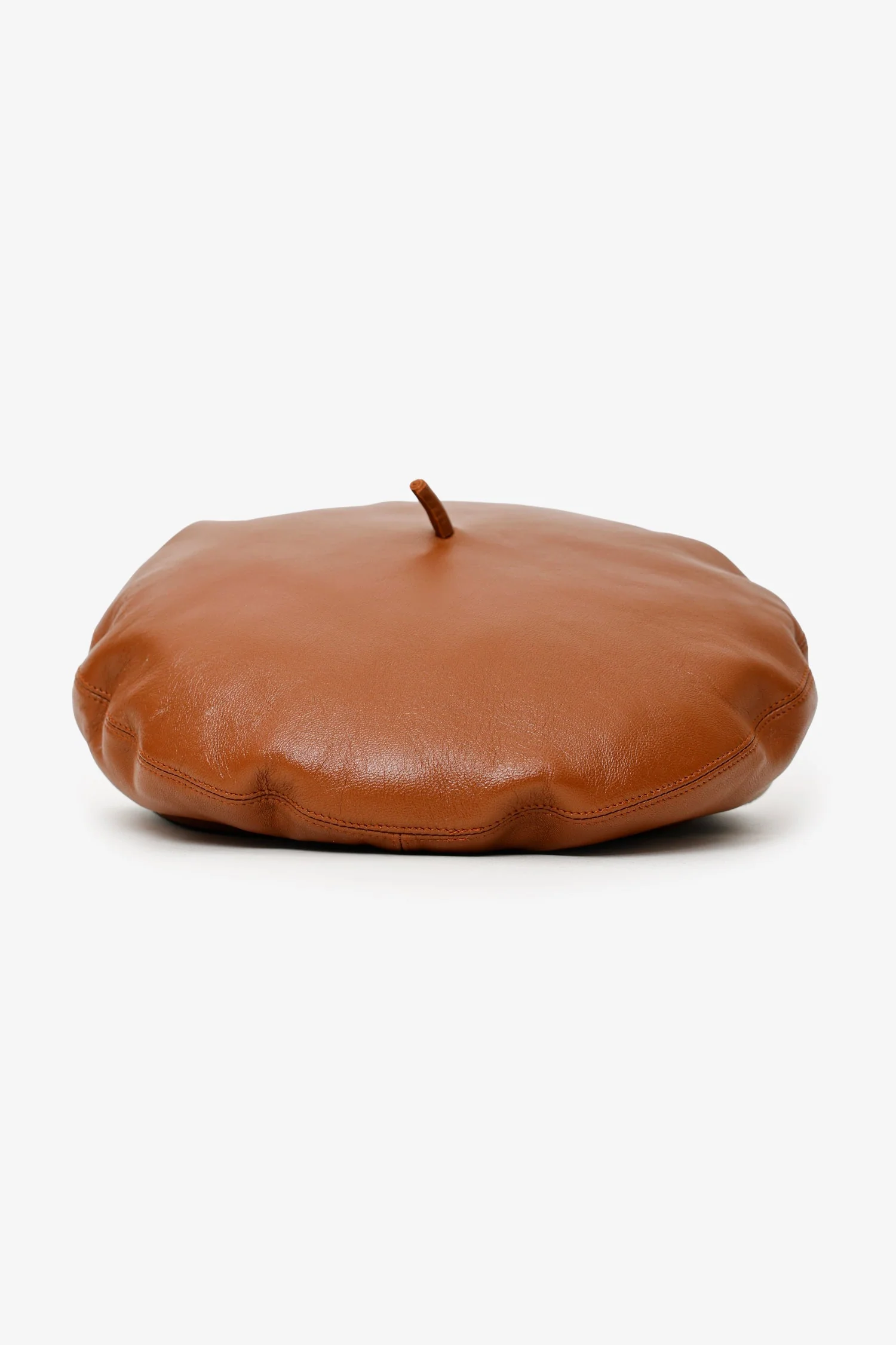 Christian Dior Brown Leather Beret Size 57 - Image 3