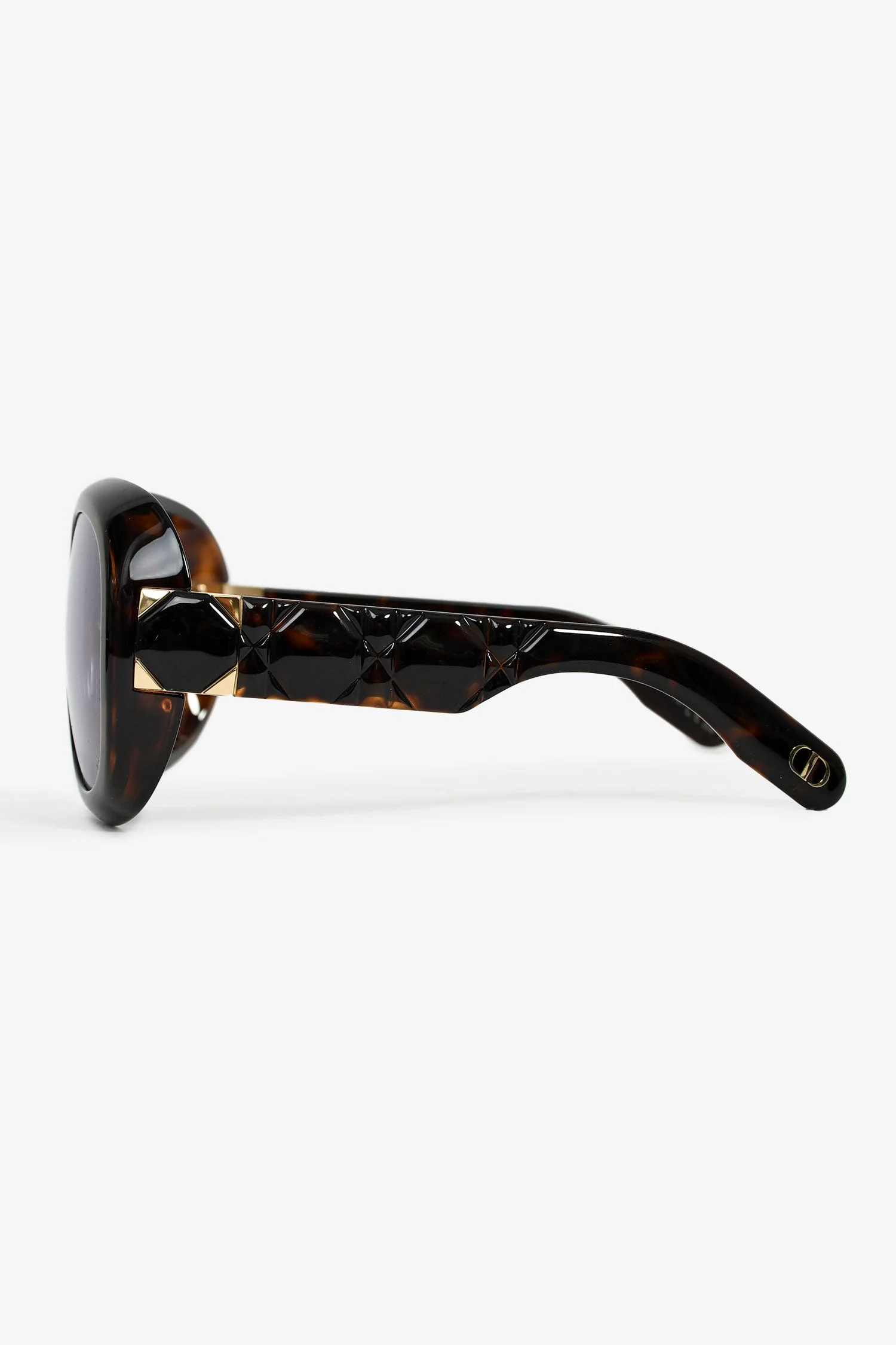 Christian Dior Brown Tortoiseshell 'Lady' Oversized Sunglasses - Image 3