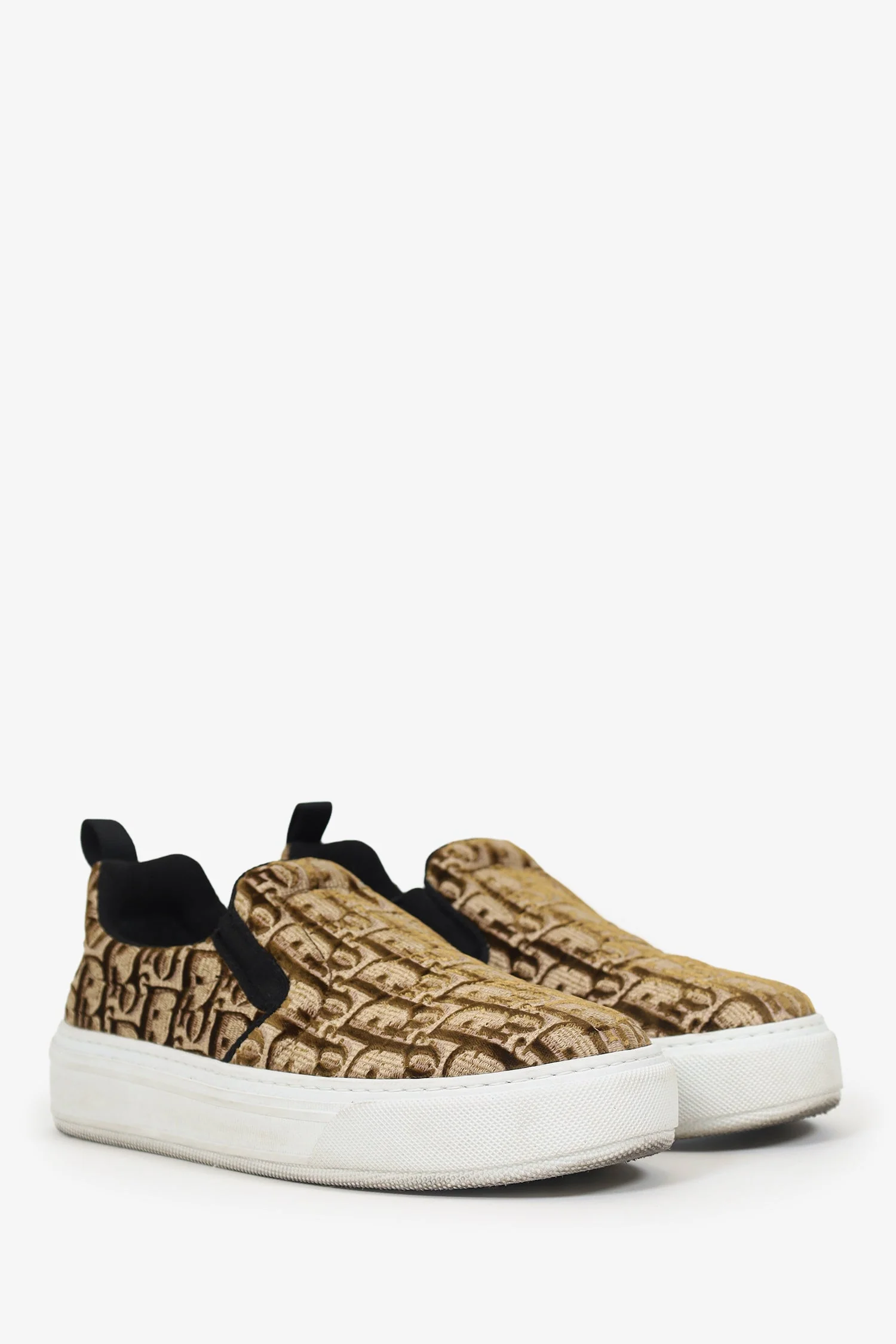 Christian Dior Brown Velvet Oblique Slip On 'Solar' Sneakers Size 37.5 - Image 2