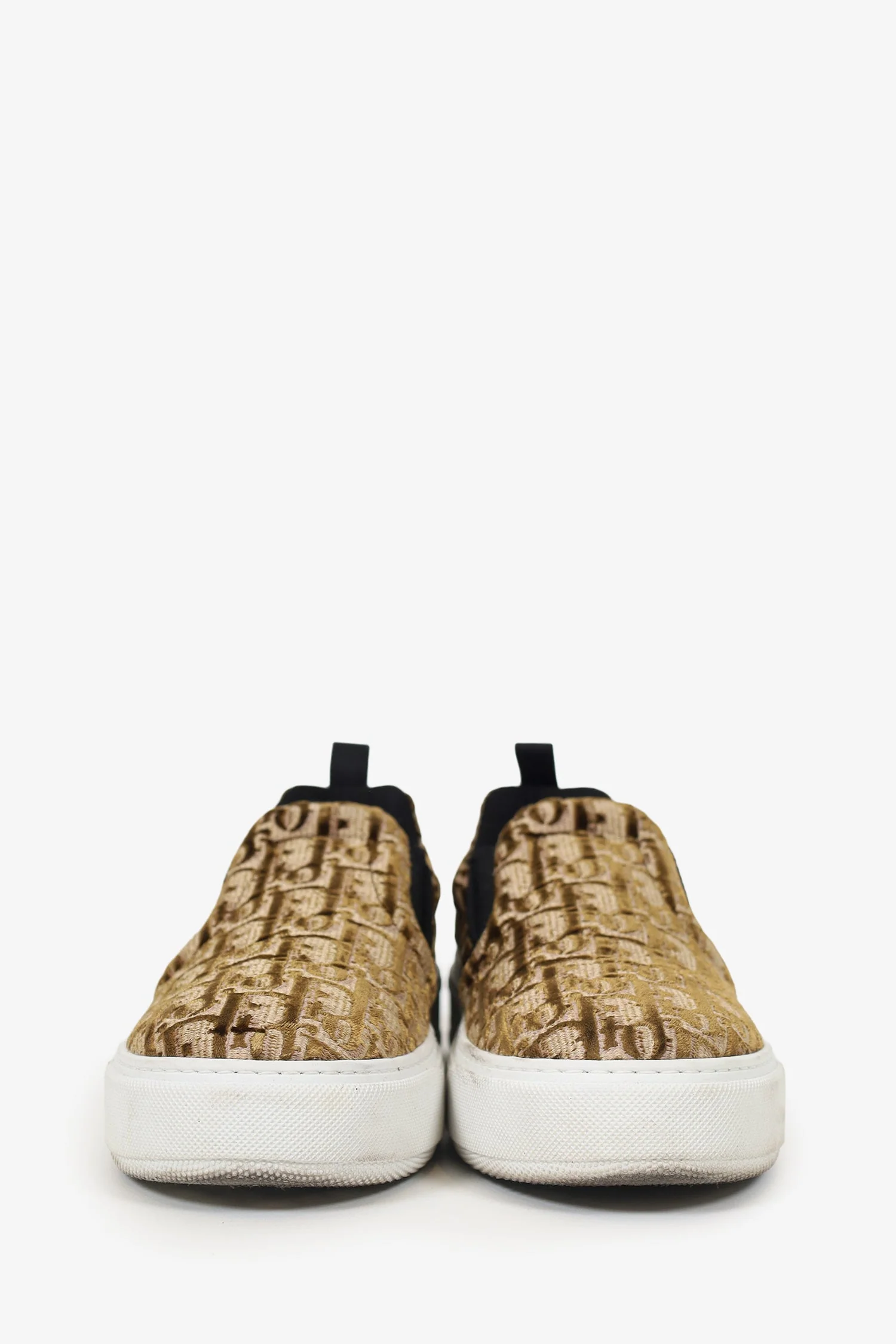 Christian Dior Brown Velvet Oblique Slip On 'Solar' Sneakers Size 37.5 - Image 3