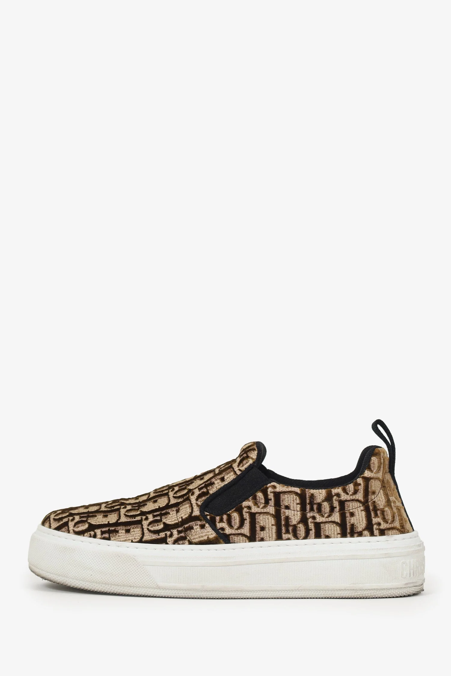 Christian Dior Brown Velvet Oblique Slip On 'Solar' Sneakers Size 37.5 - Image 5