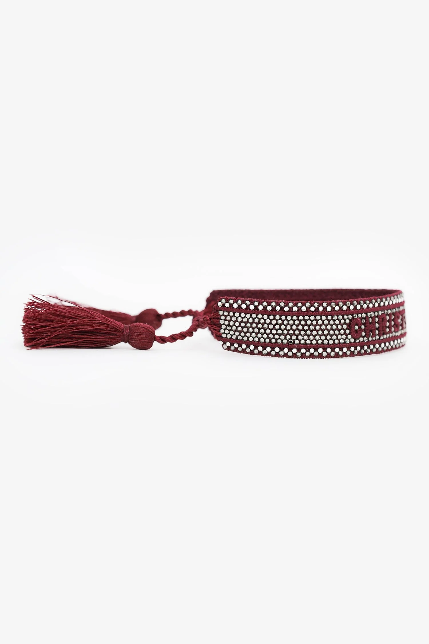 Christian Dior Burgundy/Crystal Friendship Bracelet Duo - Image 7