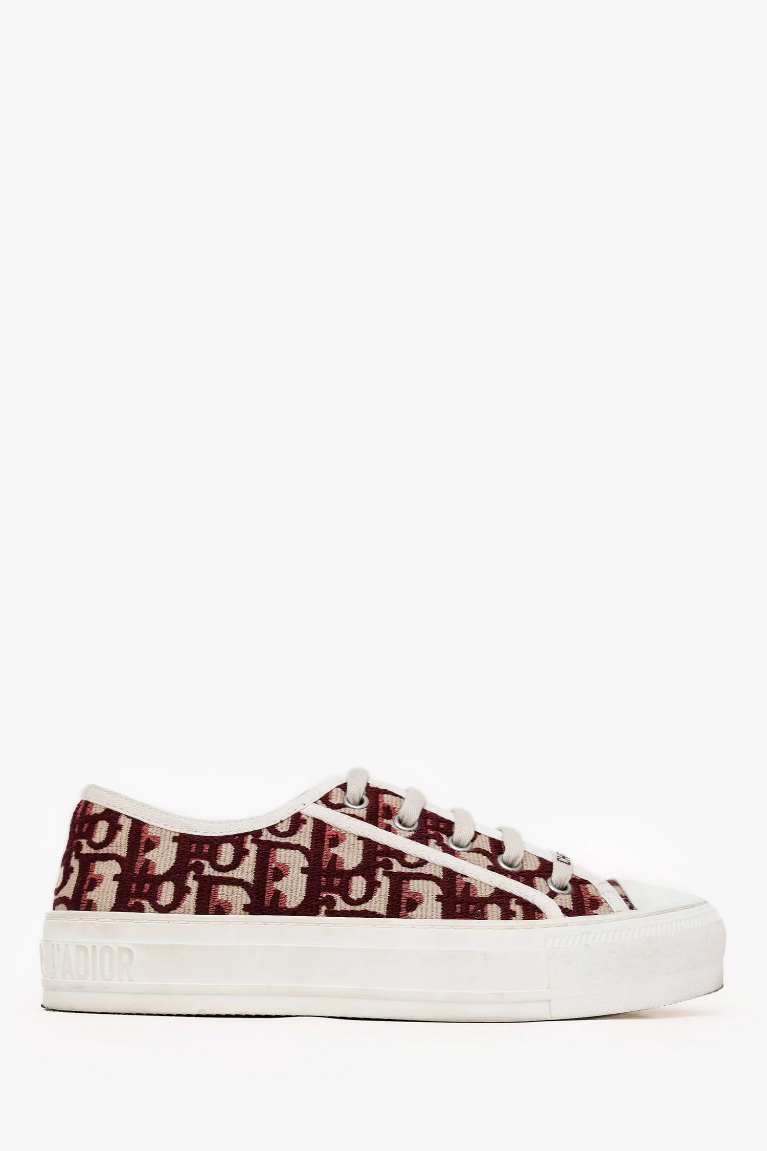 Christian Dior Burgundy Walk'n Dior Low-Top Sneaker Size 35.5