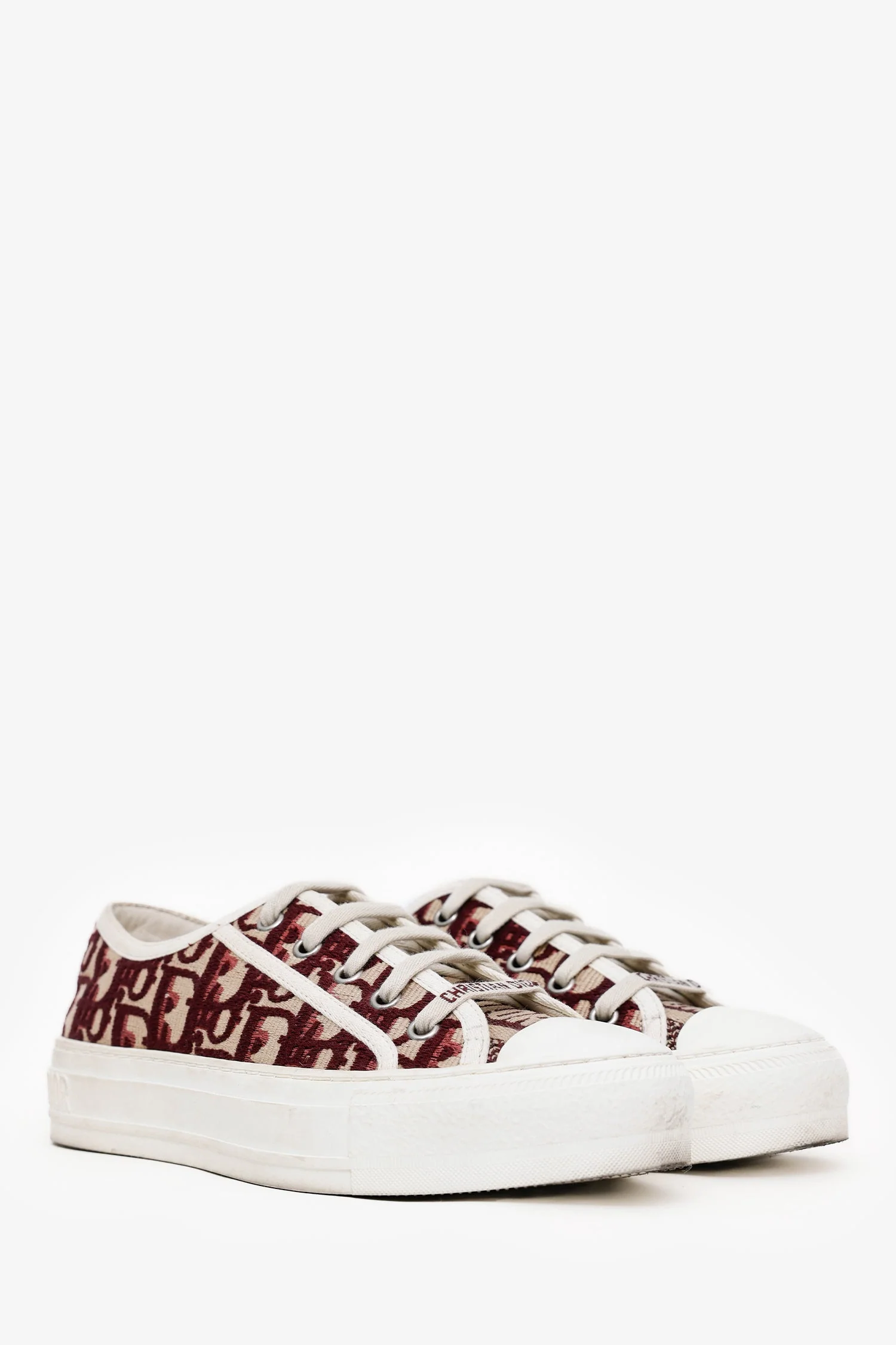 Christian Dior Burgundy Walk'n Dior Low-Top Sneaker Size 35.5 - Image 2