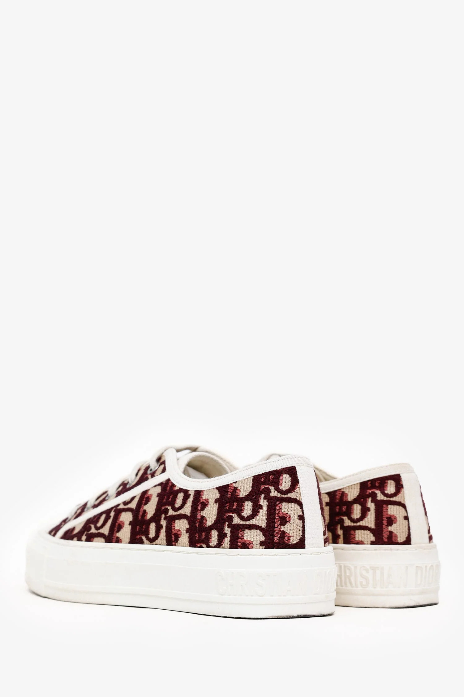 Christian Dior Burgundy Walk'n Dior Low-Top Sneaker Size 35.5 - Image 4