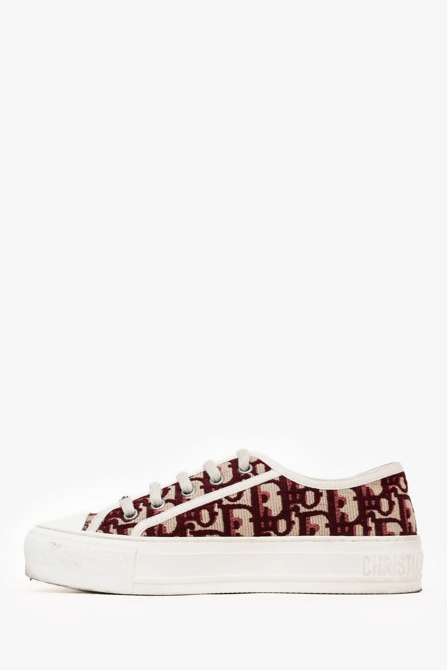 Christian Dior Burgundy Walk'n Dior Low-Top Sneaker Size 35.5 - Image 5