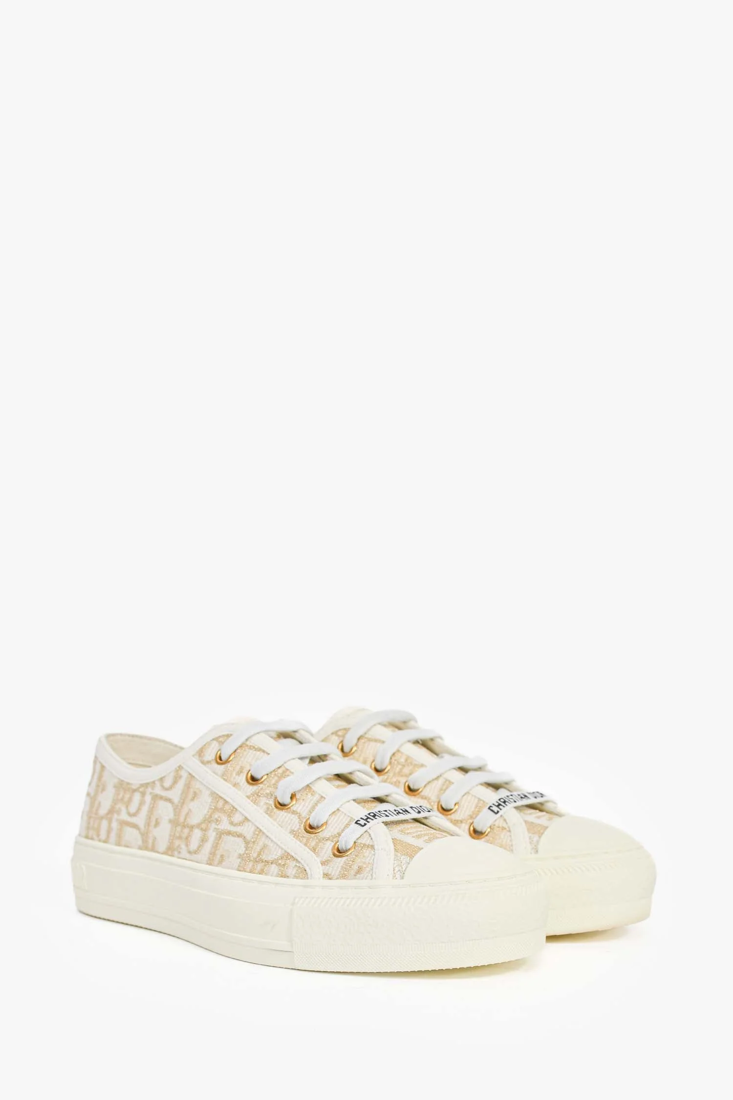 Christian Dior Cream/Gold Walk'n Dior Low-Top Sneakers Size 35.5 - Image 2