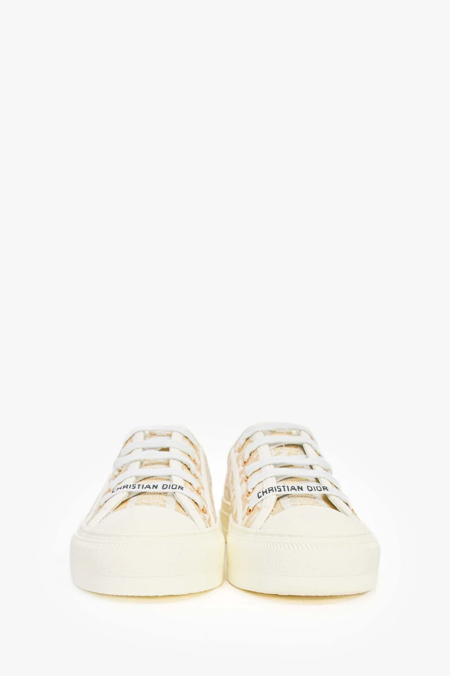 Christian Dior Cream/Gold Walk'n Dior Low-Top Sneakers Size 35.5 - Image 3