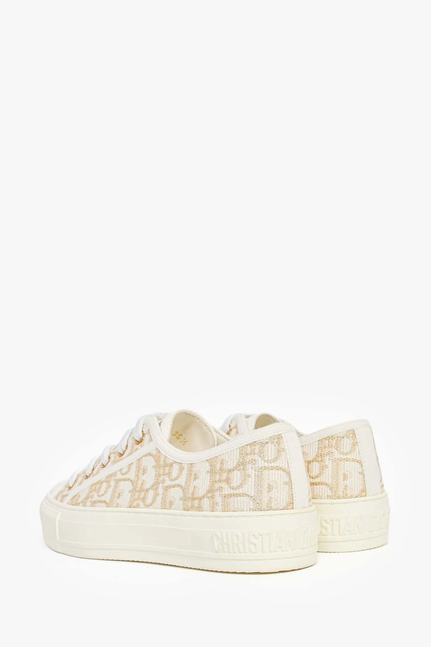 Christian Dior Cream/Gold Walk'n Dior Low-Top Sneakers Size 35.5 - Image 5