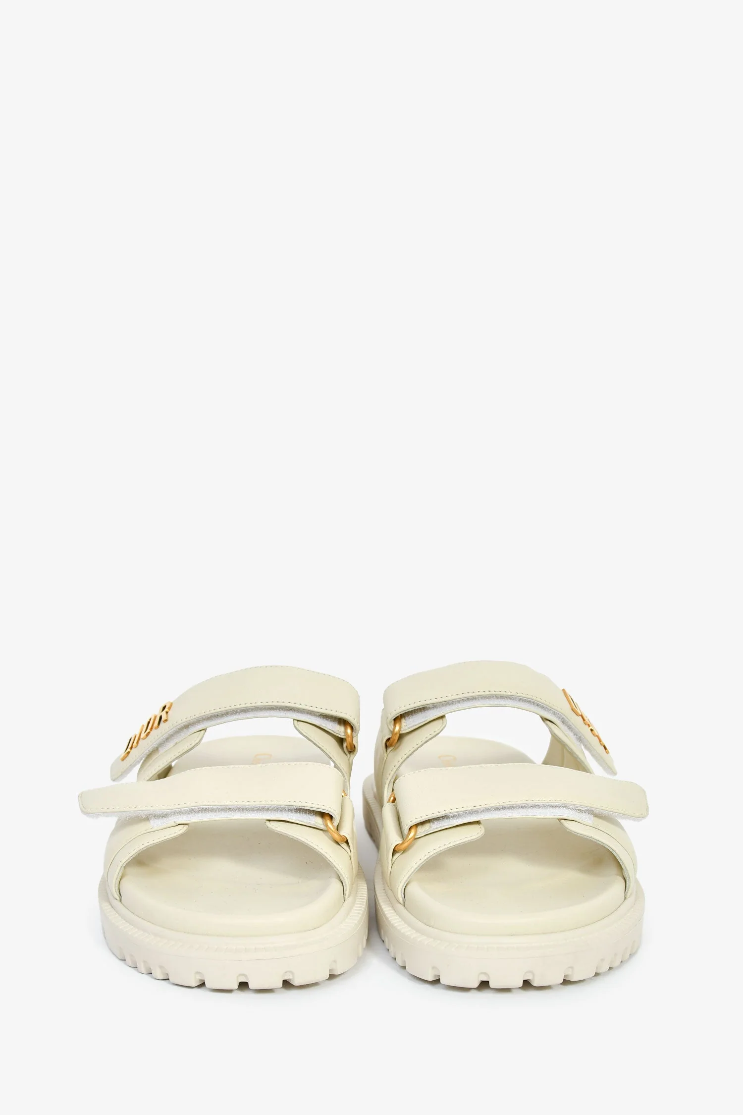 Christian Dior Cream Leather 'Dioract' Slides Size 37.5 - Image 3