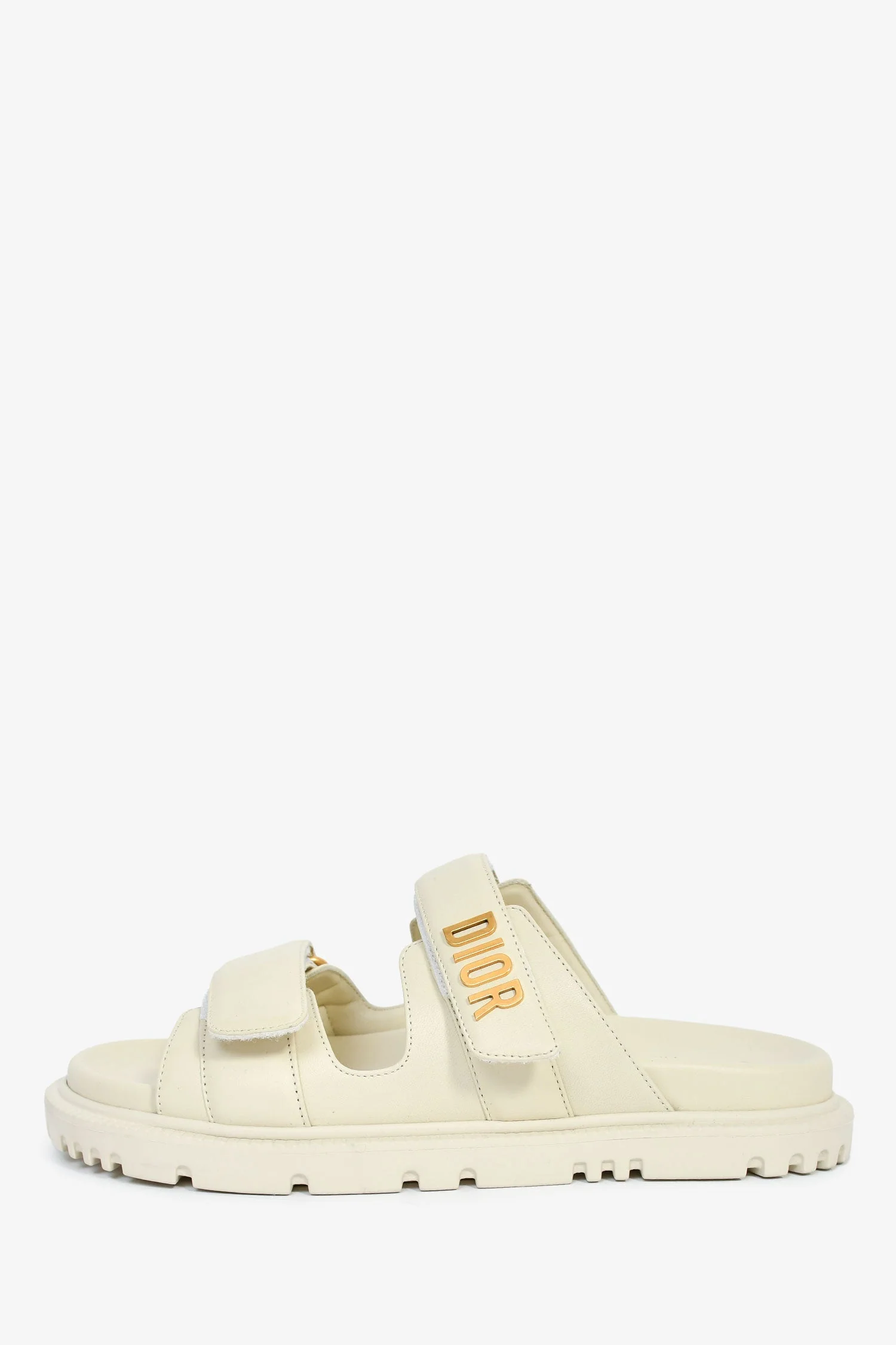 Christian Dior Cream Leather 'Dioract' Slides Size 37.5 - Image 5