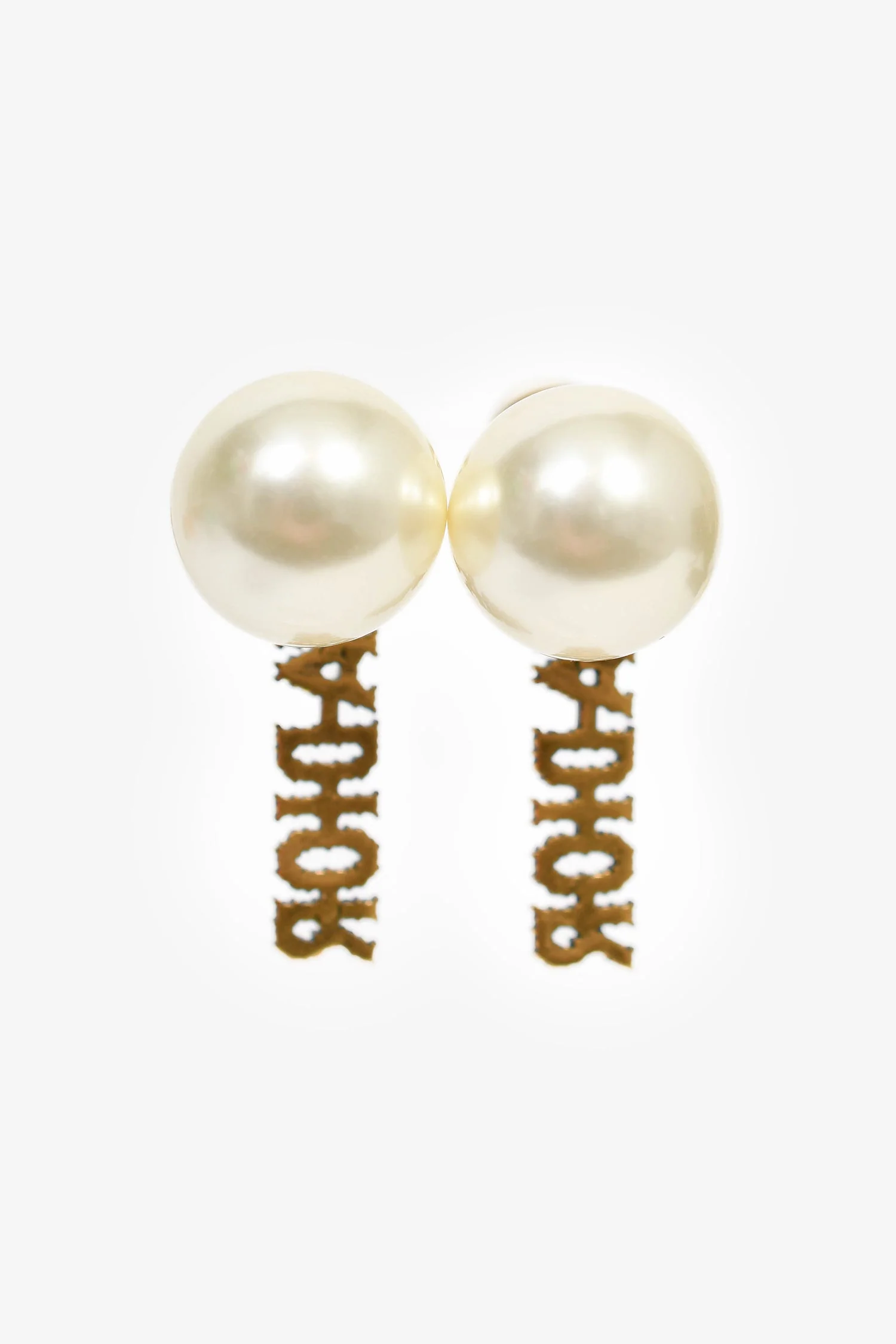 Christian Dior Faux Pearl/Crystal J'Adior Drop Earrings - Image 2