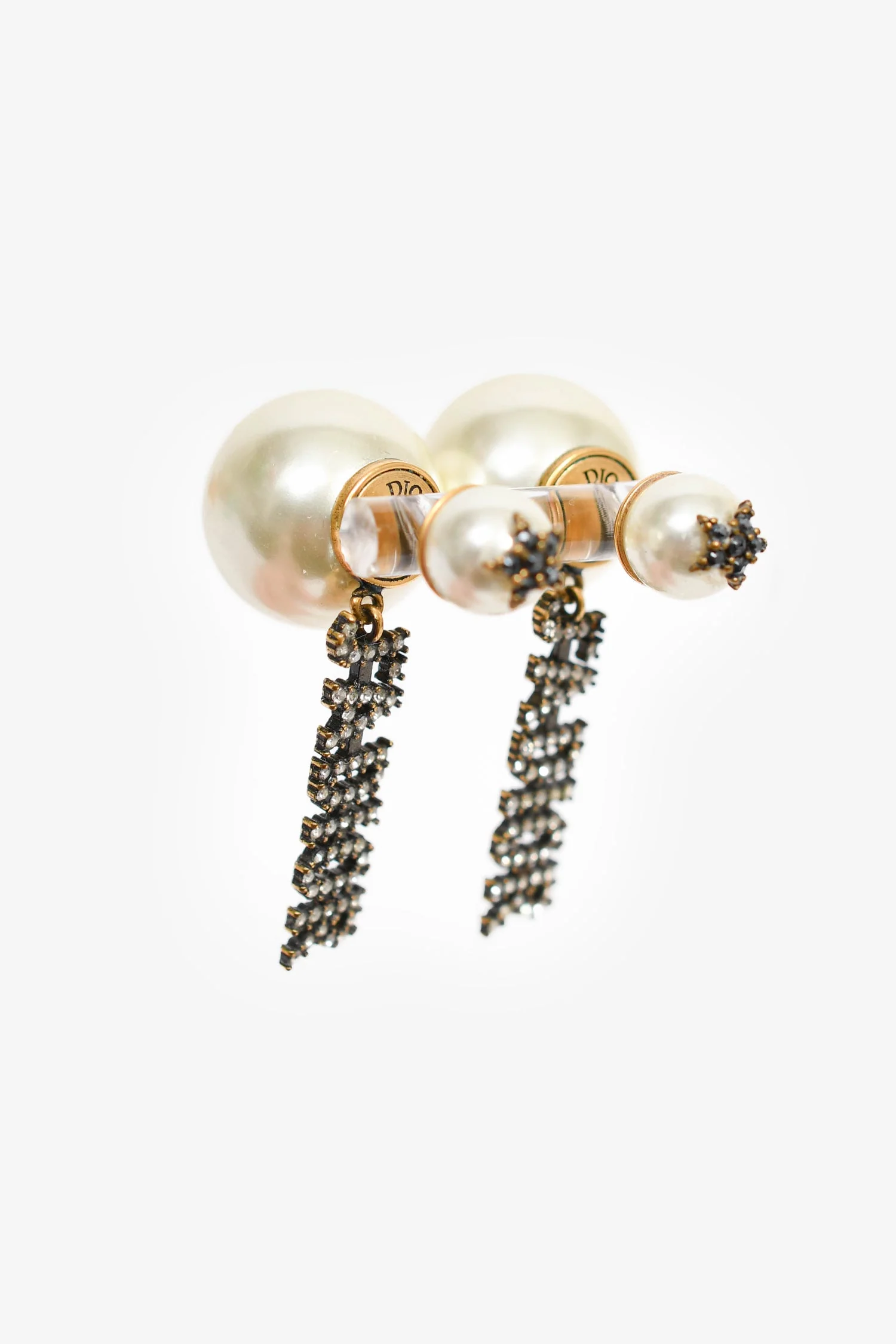 Christian Dior Faux Pearl/Crystal J'Adior Drop Earrings - Image 3