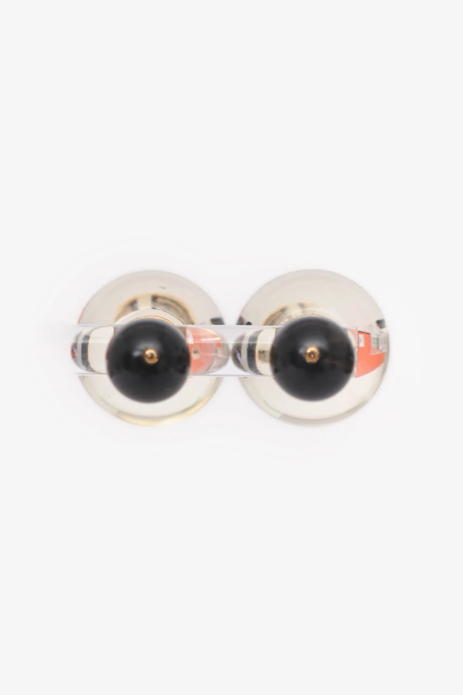 Christian Dior Gold Tone/Clear Tribal Stud Earrings - Image 2