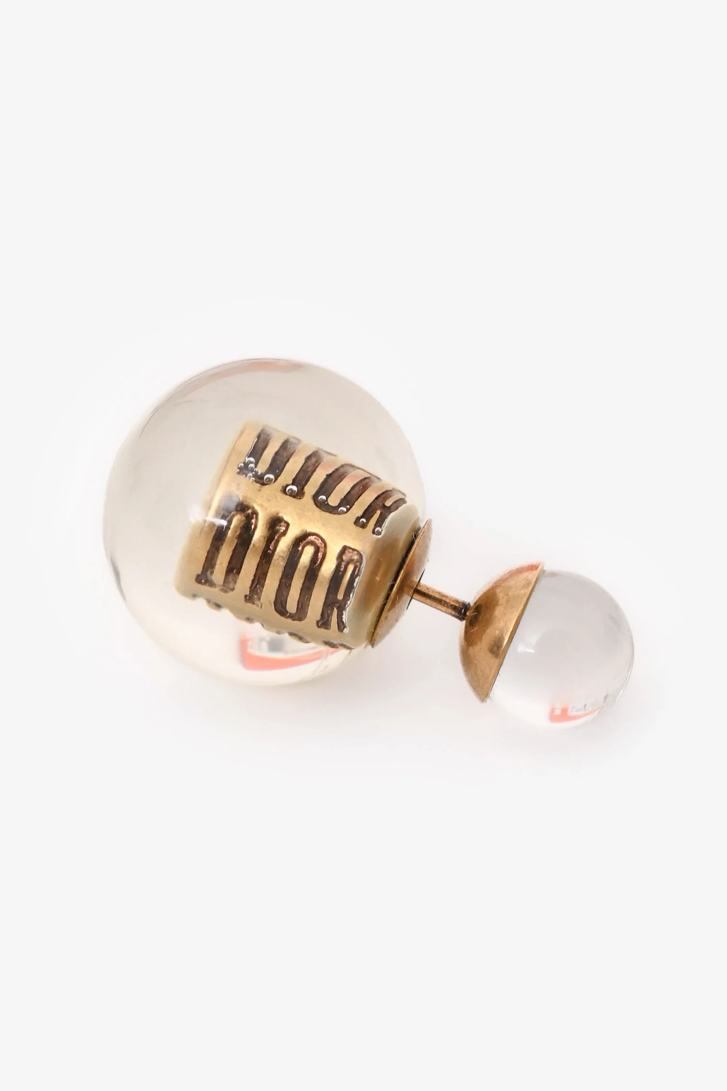 Christian Dior Gold Tone/Clear Tribal Stud Earrings - Image 3