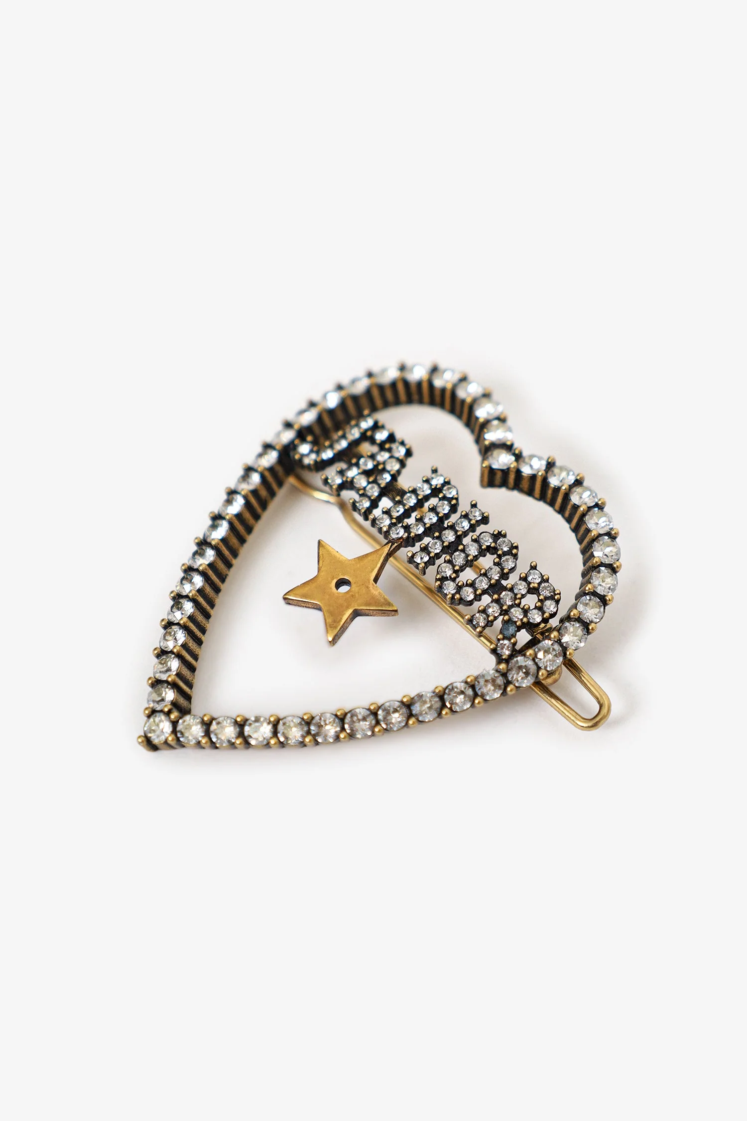 Christian Dior Gold Tone Crystal Embellished J'Adior Hair Clip - Image 2