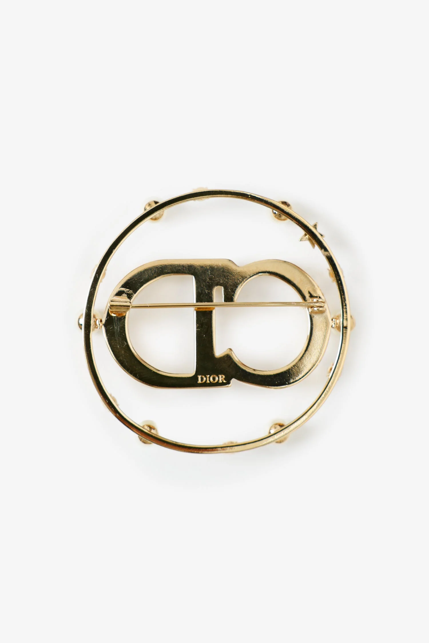 Christian Dior Gold-tone Faux Pearl Crystal Clair D Lune Brooch - Image 2