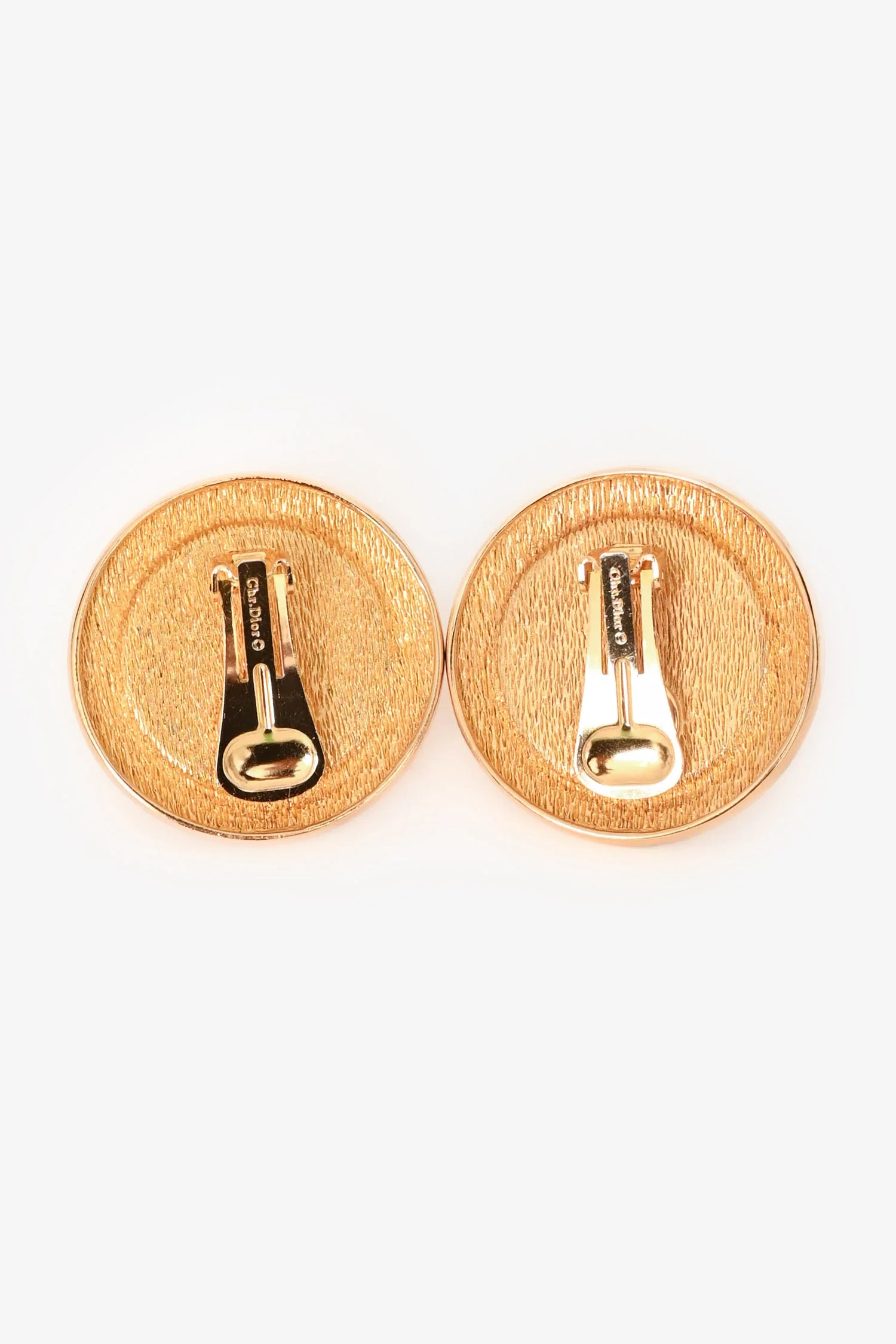 Christian Dior Gold Tone Metal/Faux Pearl Ear Clips - Image 2