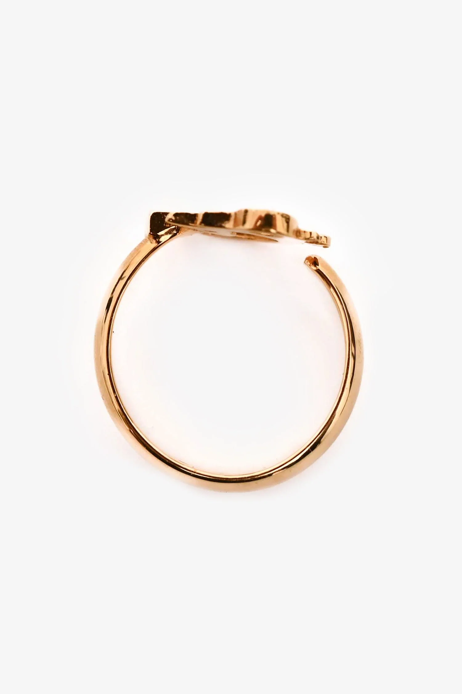 Christian Dior Gold Tone Metal Logo Ring Size 5 - Image 3