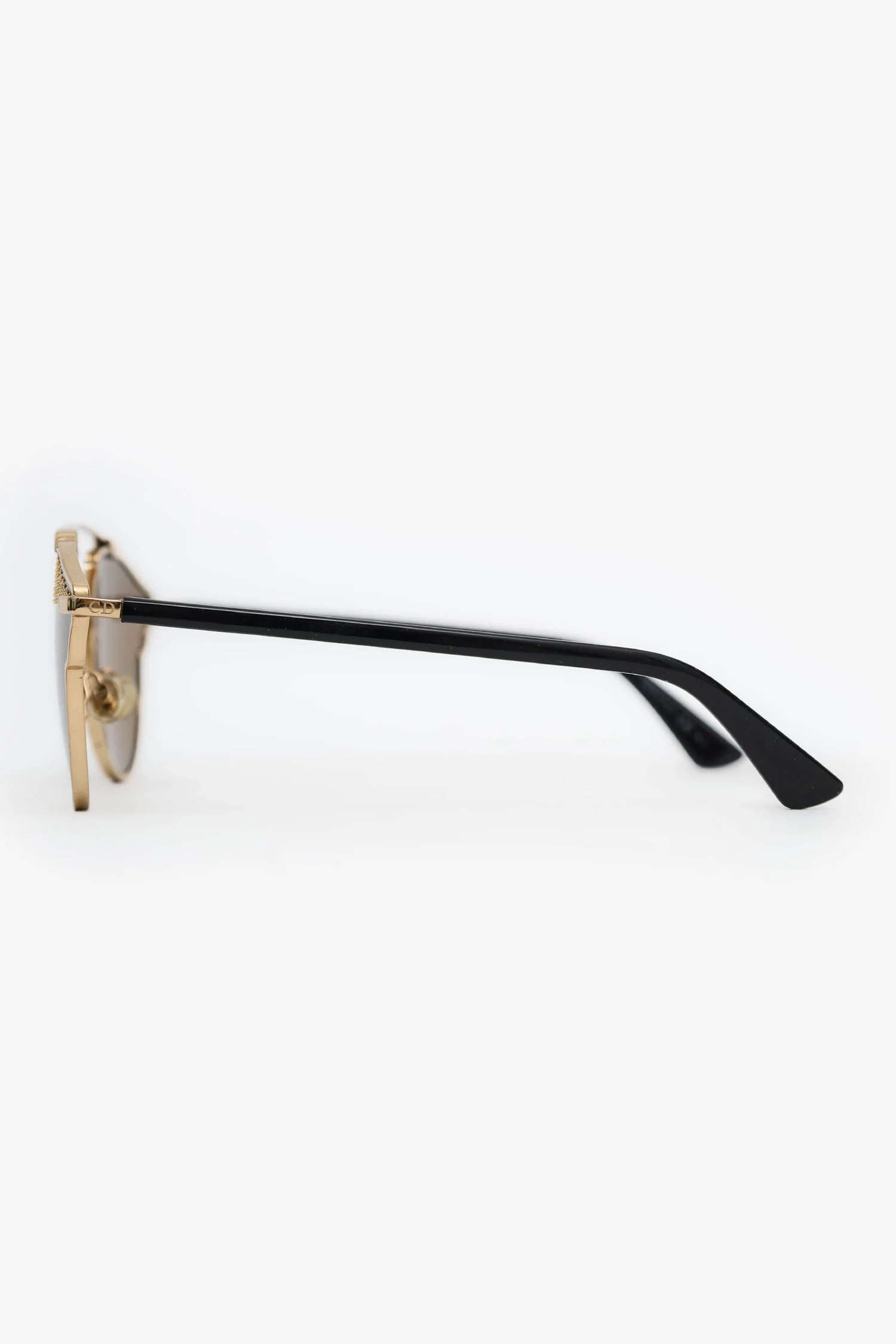 Christian Dior Gold Tone Metal So Real Studded Brow Bar Sunglasses - Image 3