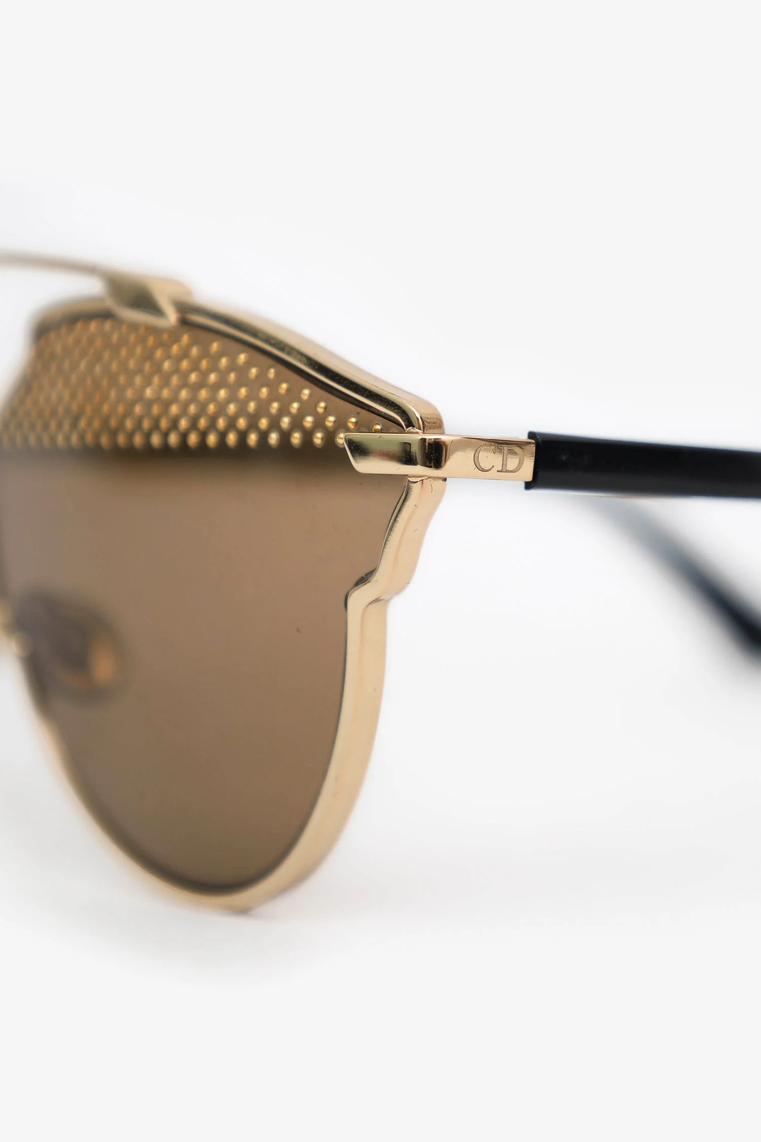 Christian Dior Gold Tone Metal So Real Studded Brow Bar Sunglasses - Image 4