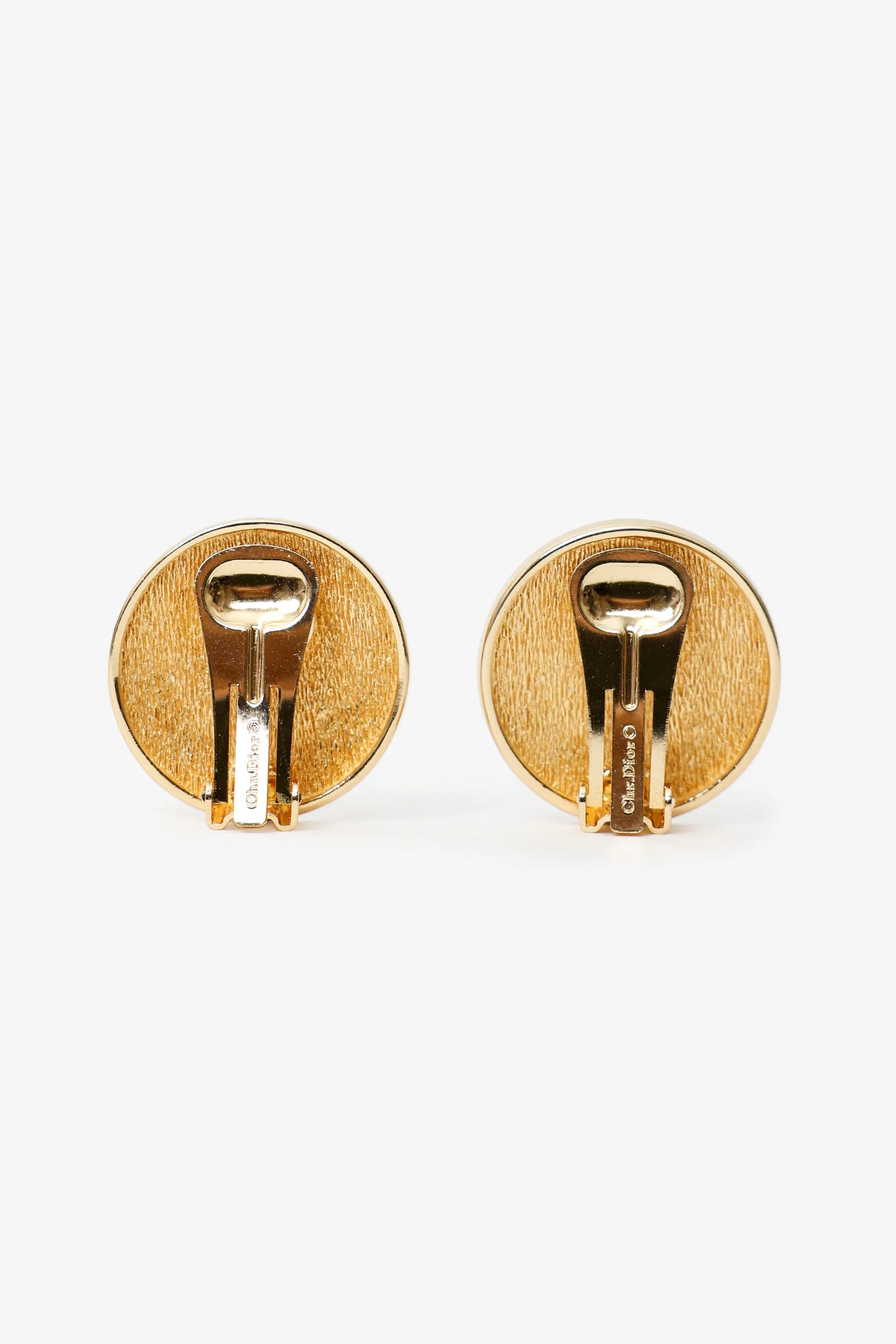 Christian Dior Gold Tone Vintage CD Clip On Earrings - Image 3