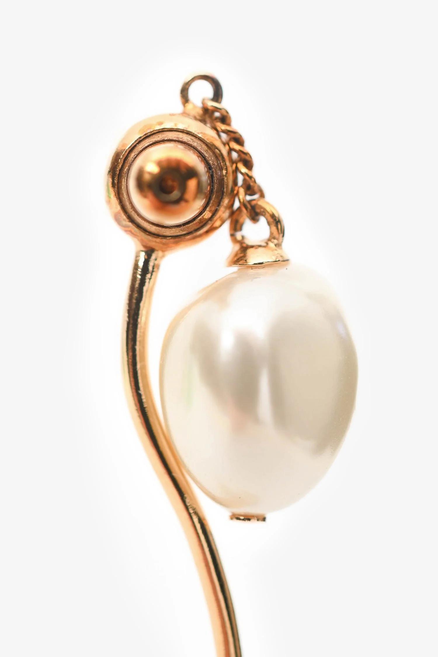Christian Dior Gold Toned Pearl Crystal Star Left Earring Climber - Image 3