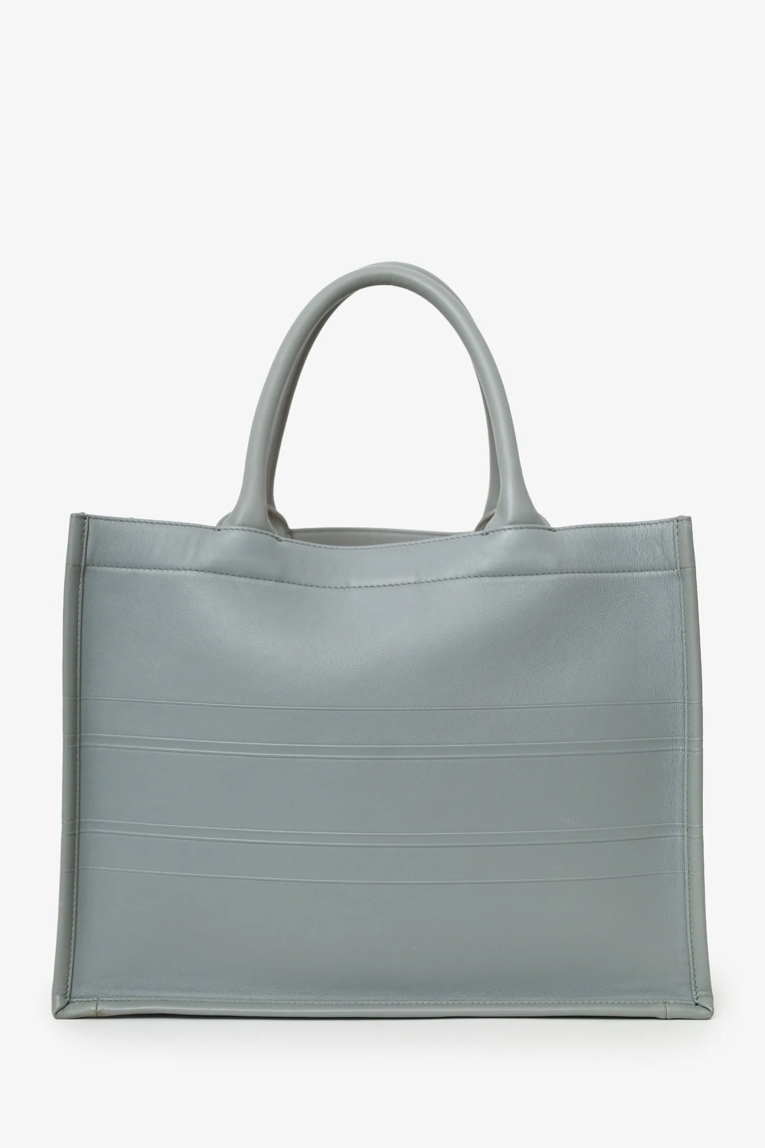 Christian Dior Grey Leather 'Christian Dior' Embossed Medium Book Tote - Image 2