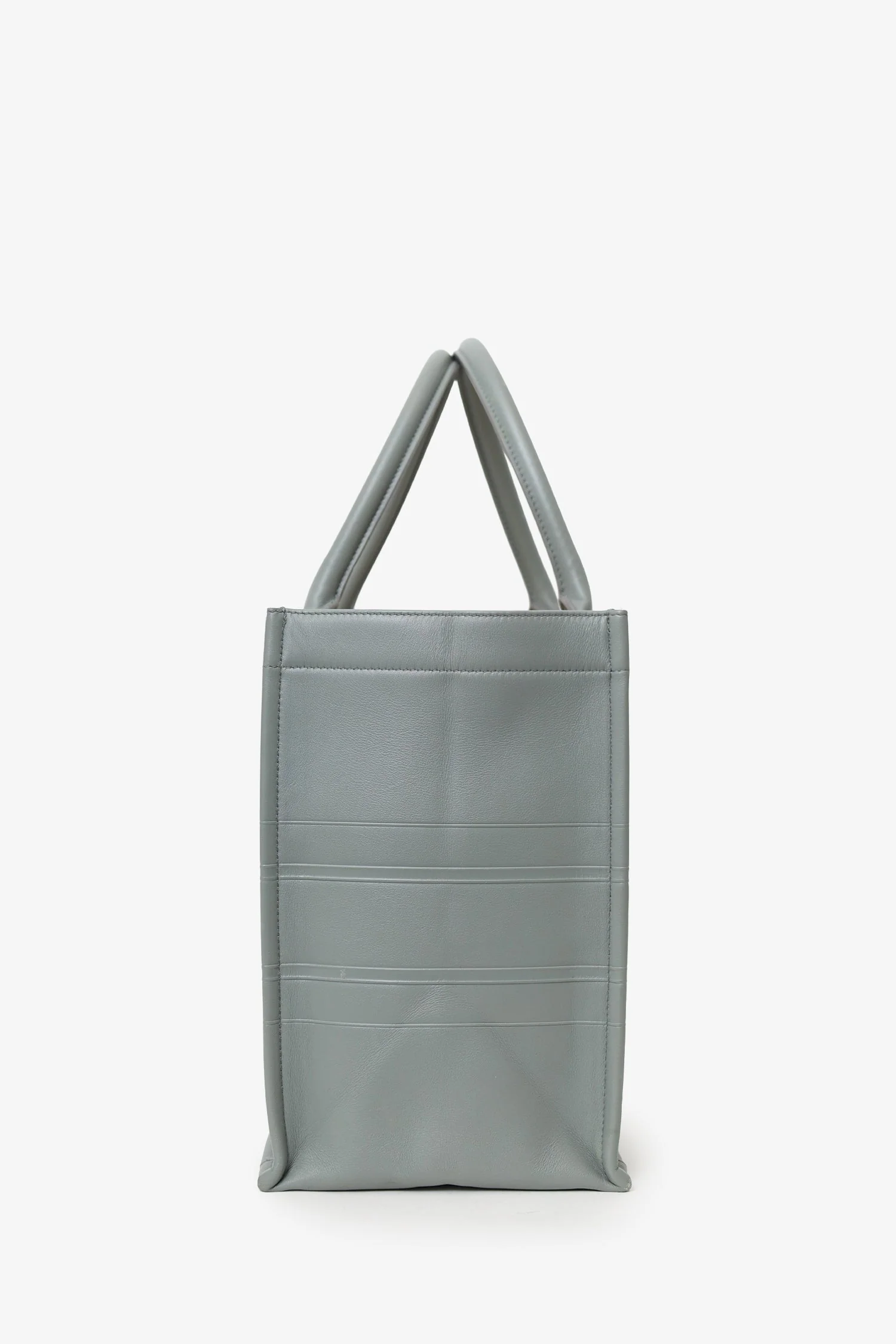 Christian Dior Grey Leather 'Christian Dior' Embossed Medium Book Tote - Image 3