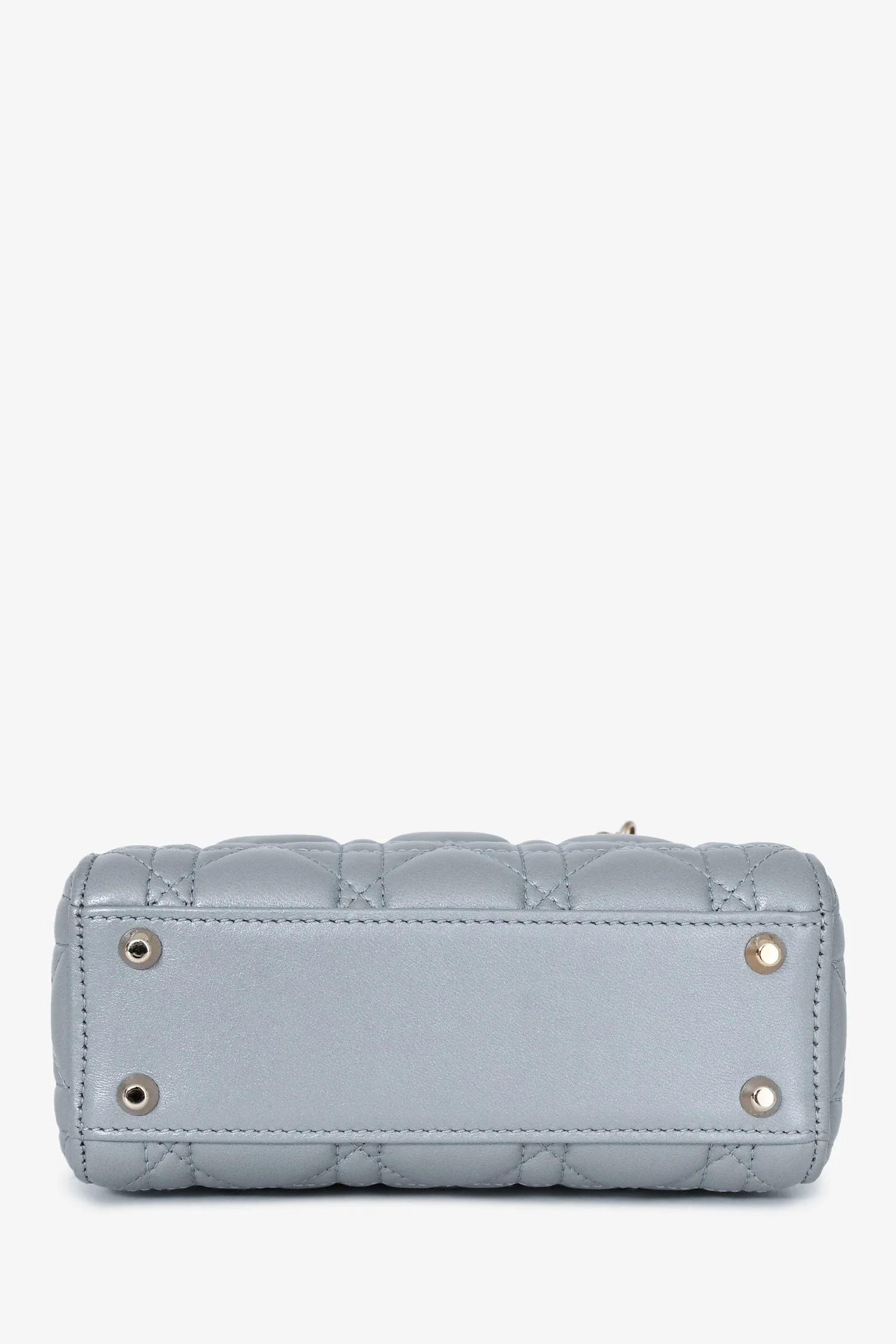 Christian Dior Grey Shimmer Leather Cannage Mini Lady Dior with Strap - Image 5