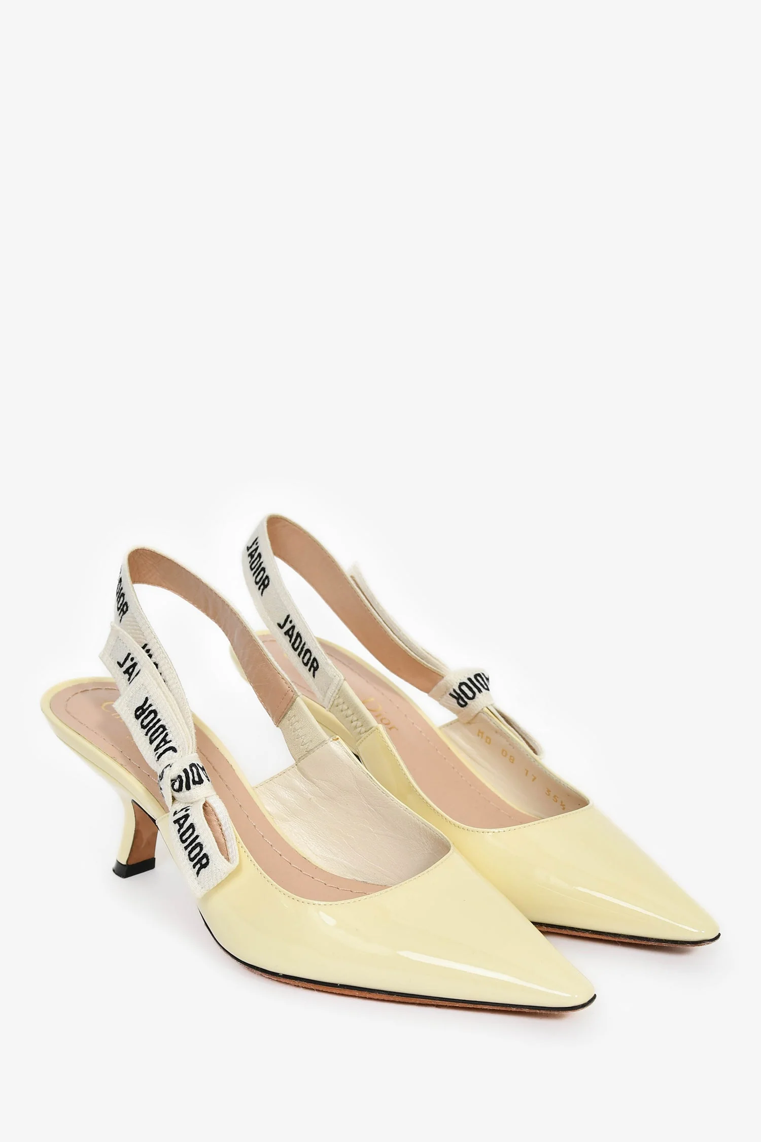 Christian Dior Ivory Patent J'adior Slingback Heels Size 35.5 - Image 2