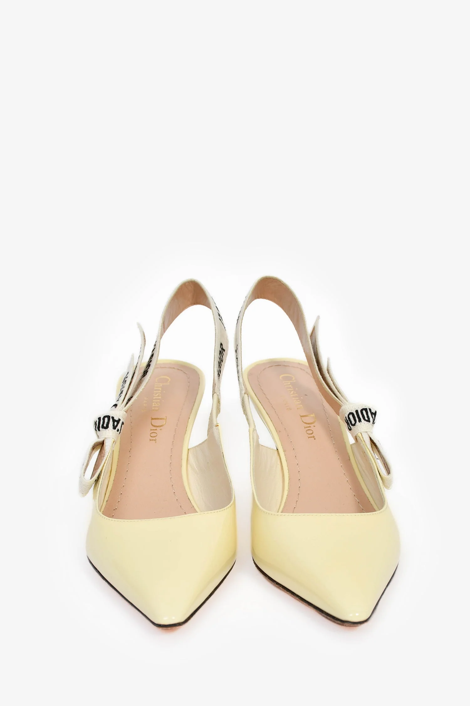 Christian Dior Ivory Patent J'adior Slingback Heels Size 35.5 - Image 3