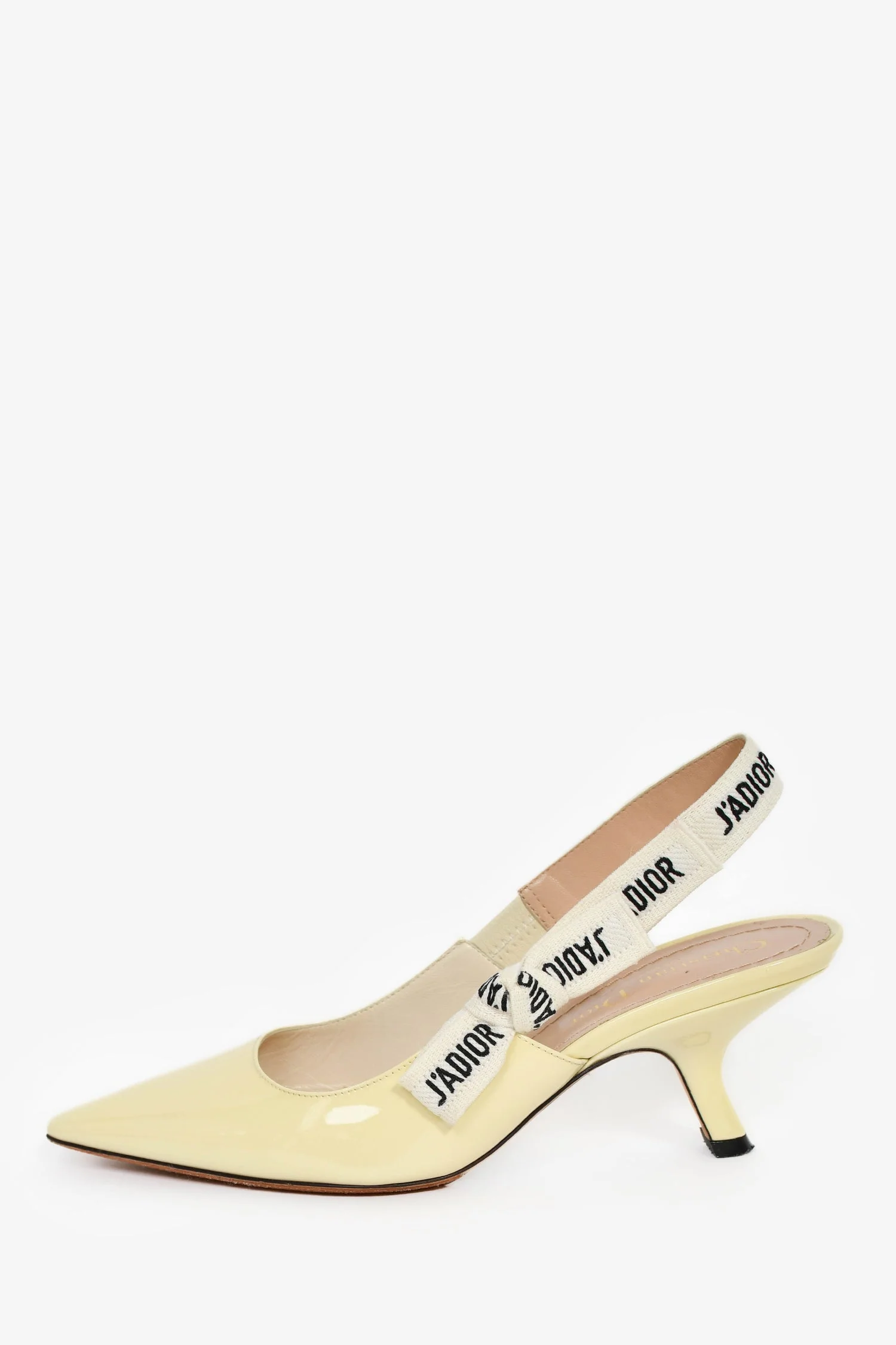 Christian Dior Ivory Patent J'adior Slingback Heels Size 35.5 - Image 4