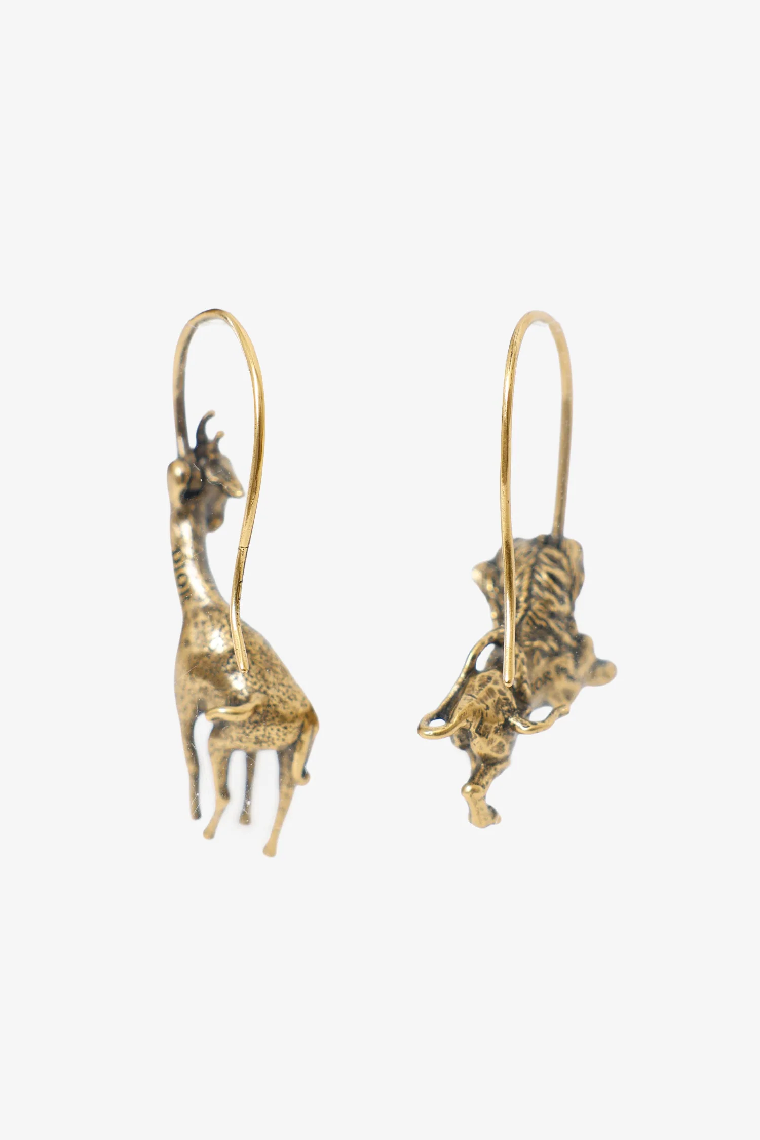Christian Dior Metal Lion Giraffe D-Wild Hoop Earrings - Image 4