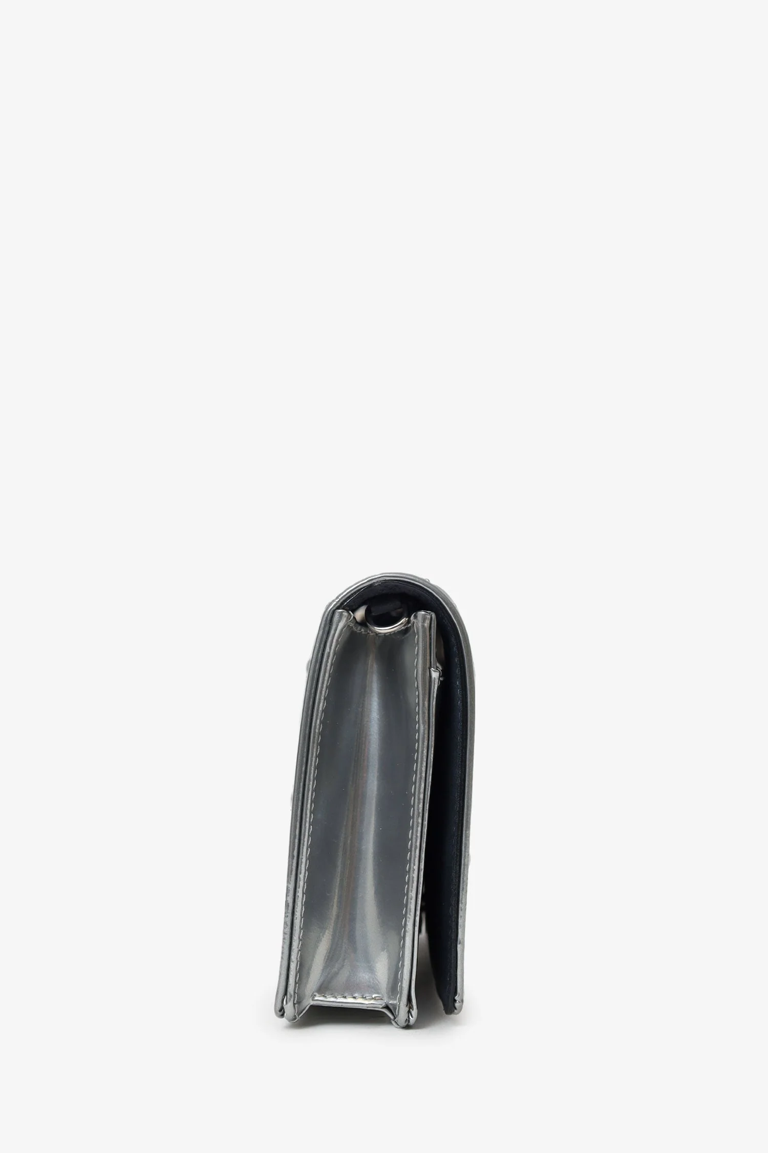 Christian Dior Metallic Patent Microcannage Diorama Wallet on Chain - Image 3