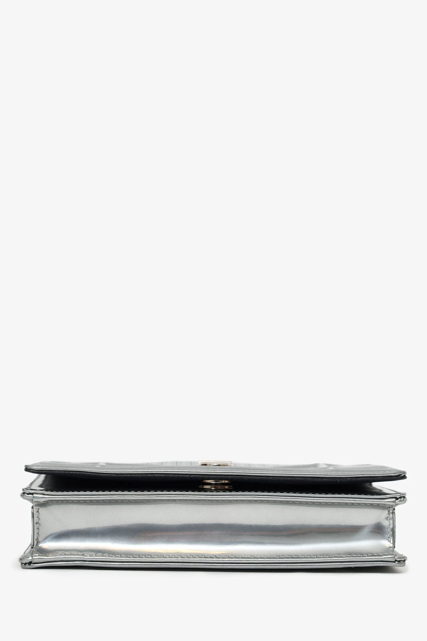 Christian Dior Metallic Patent Microcannage Diorama Wallet on Chain - Image 5