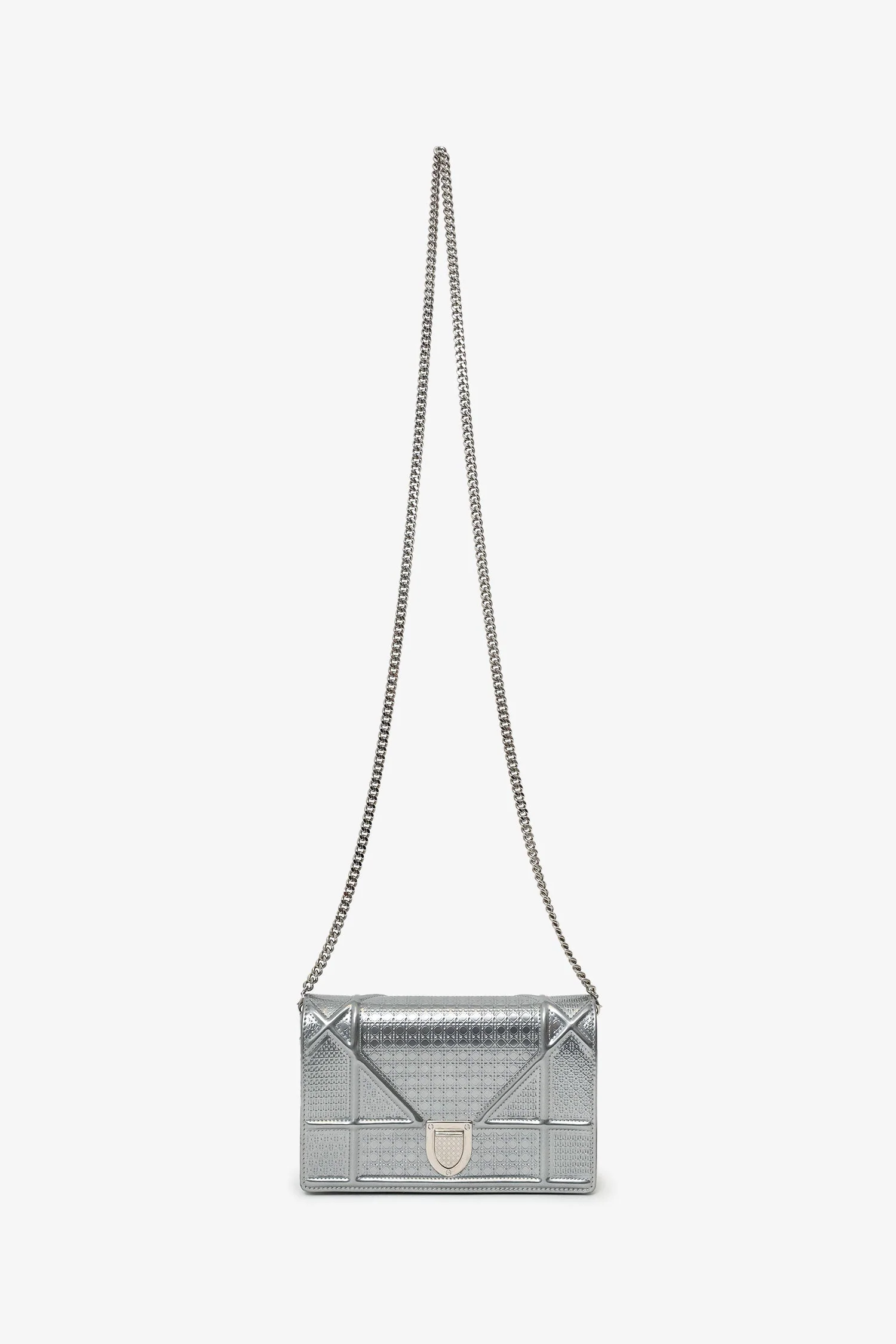 Christian Dior Metallic Patent Microcannage Diorama Wallet on Chain - Image 7