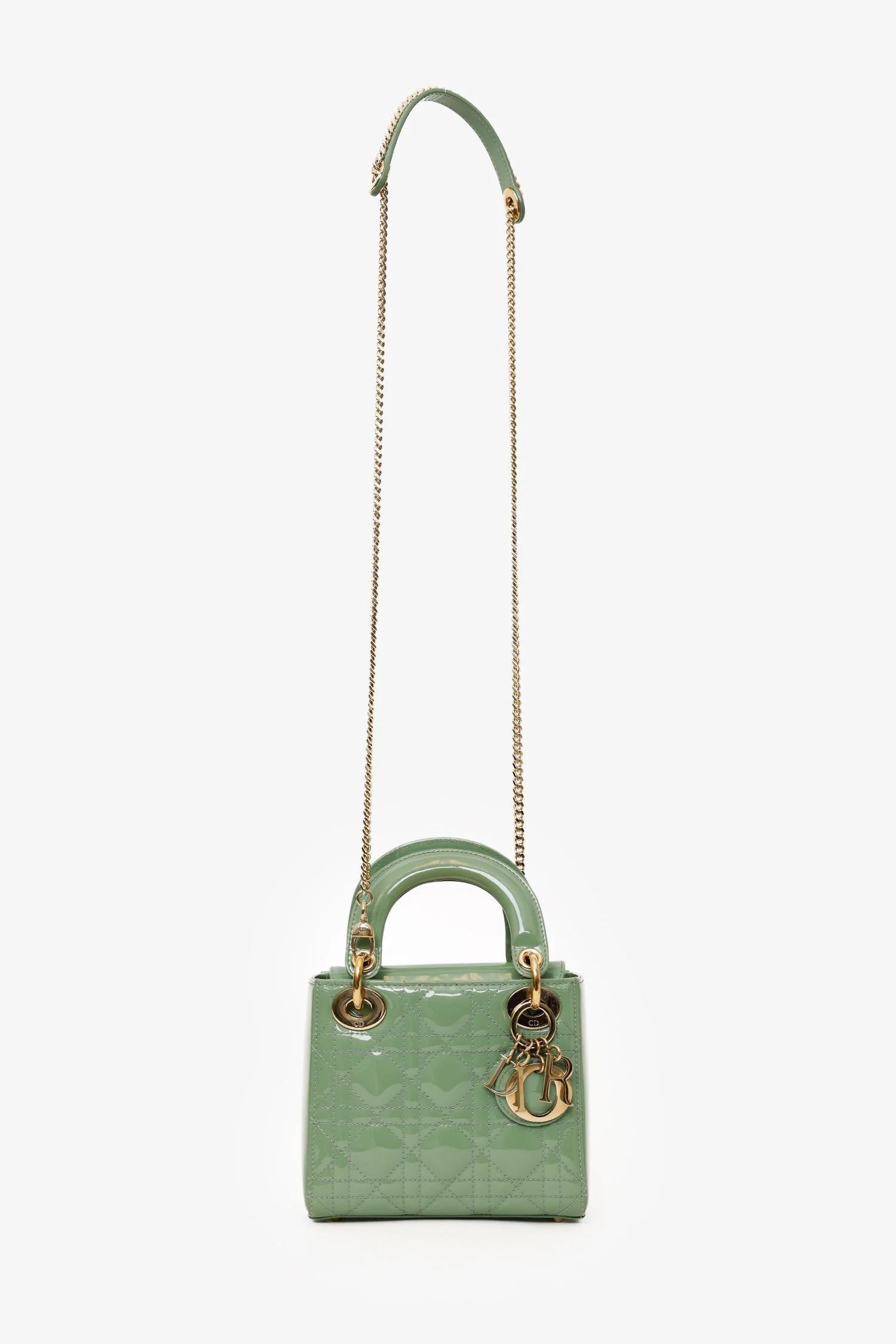 Christian Dior Mint Green Patent Leather Mini Lady Dior - Image 6