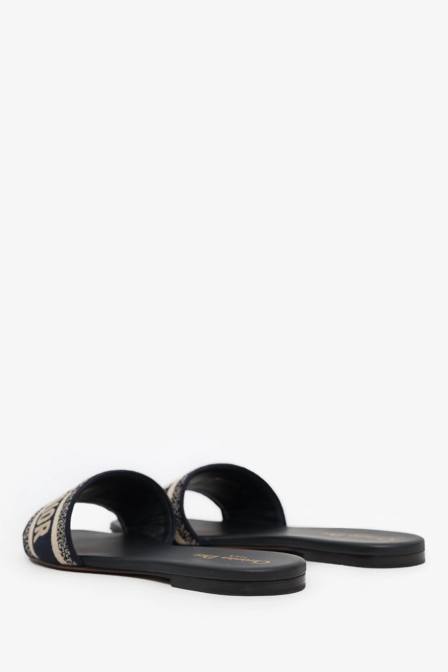 Christian Dior Navy Canvas Embroidered Dway Slide Sandals Size 41 - Image 4