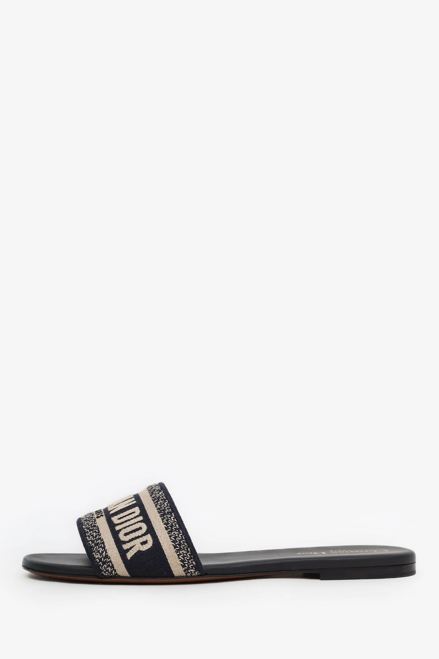 Christian Dior Navy Canvas Embroidered Dway Slide Sandals Size 41 - Image 5