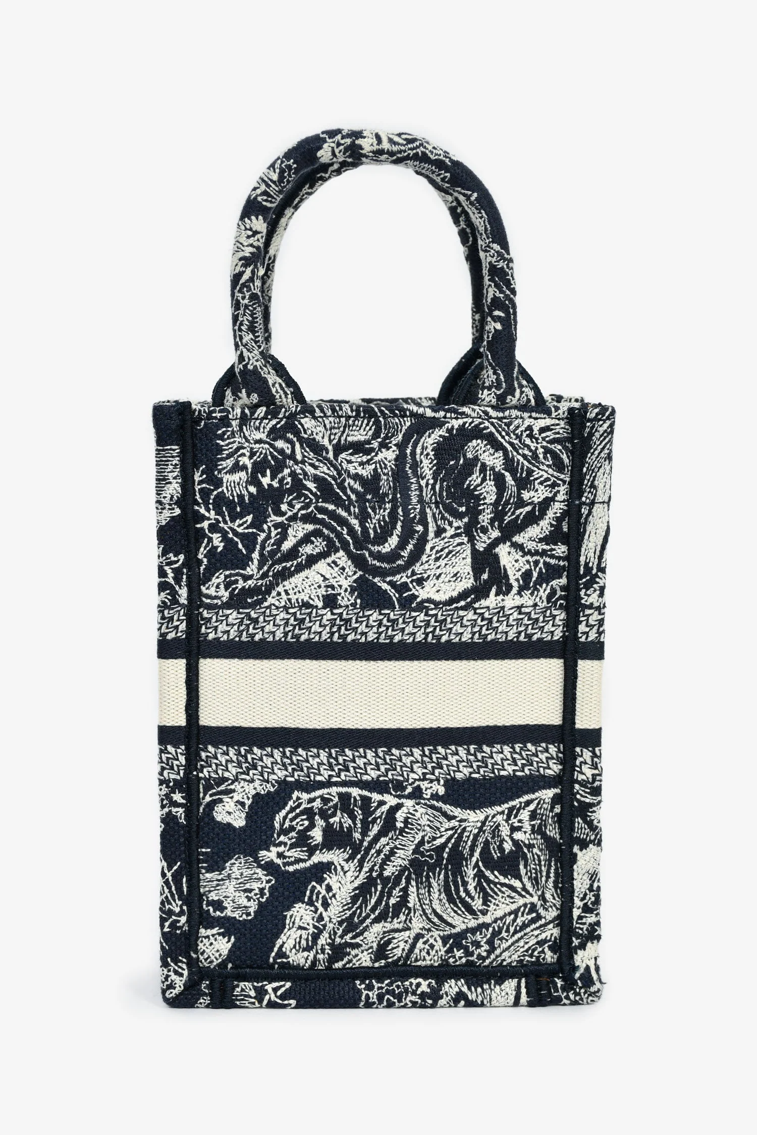 Christian Dior Navy/Cream 'Toile de Jouy' Vertical Mini Book Tote - Image 2
