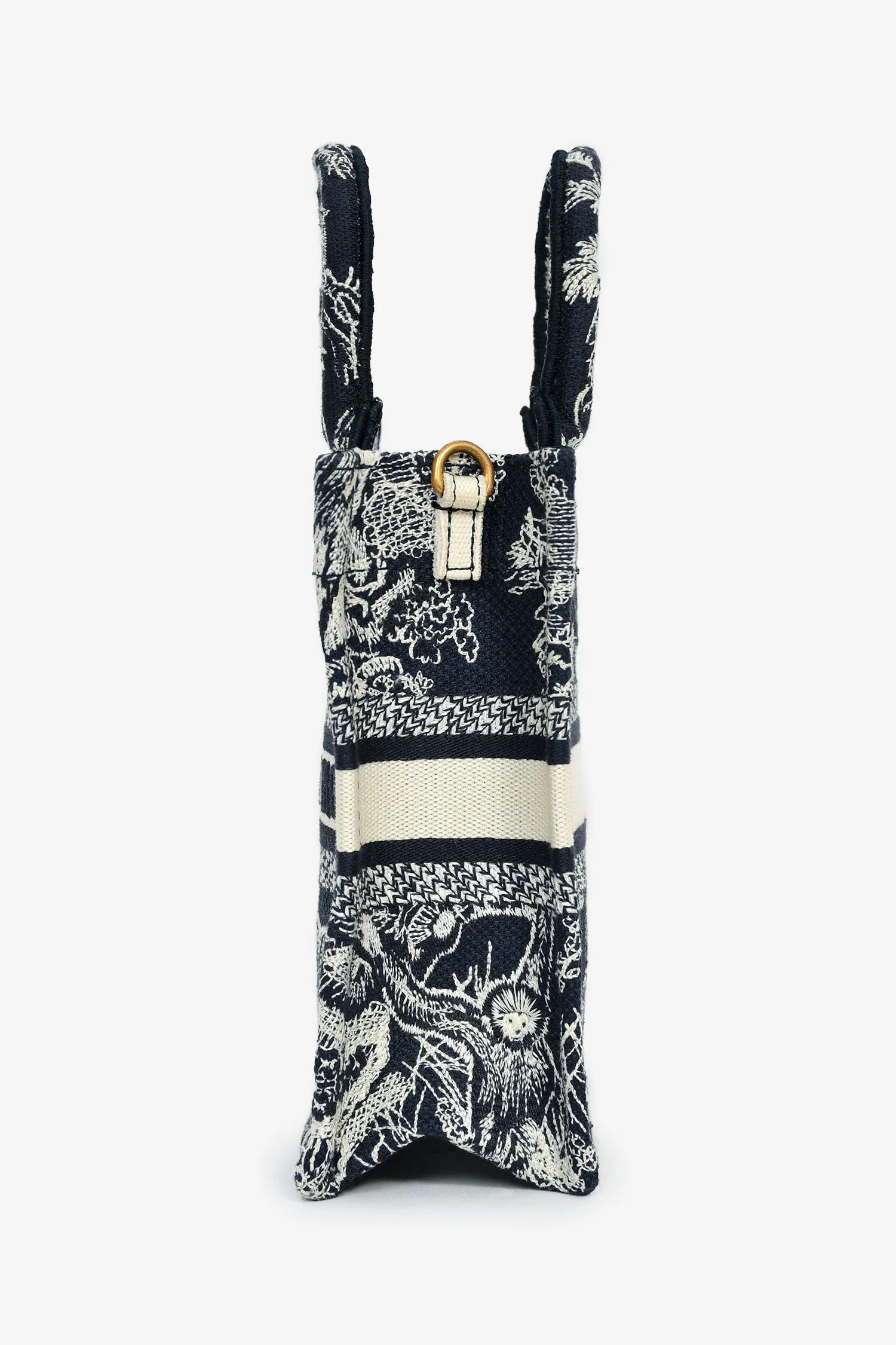 Christian Dior Navy/Cream 'Toile de Jouy' Vertical Mini Book Tote - Image 4