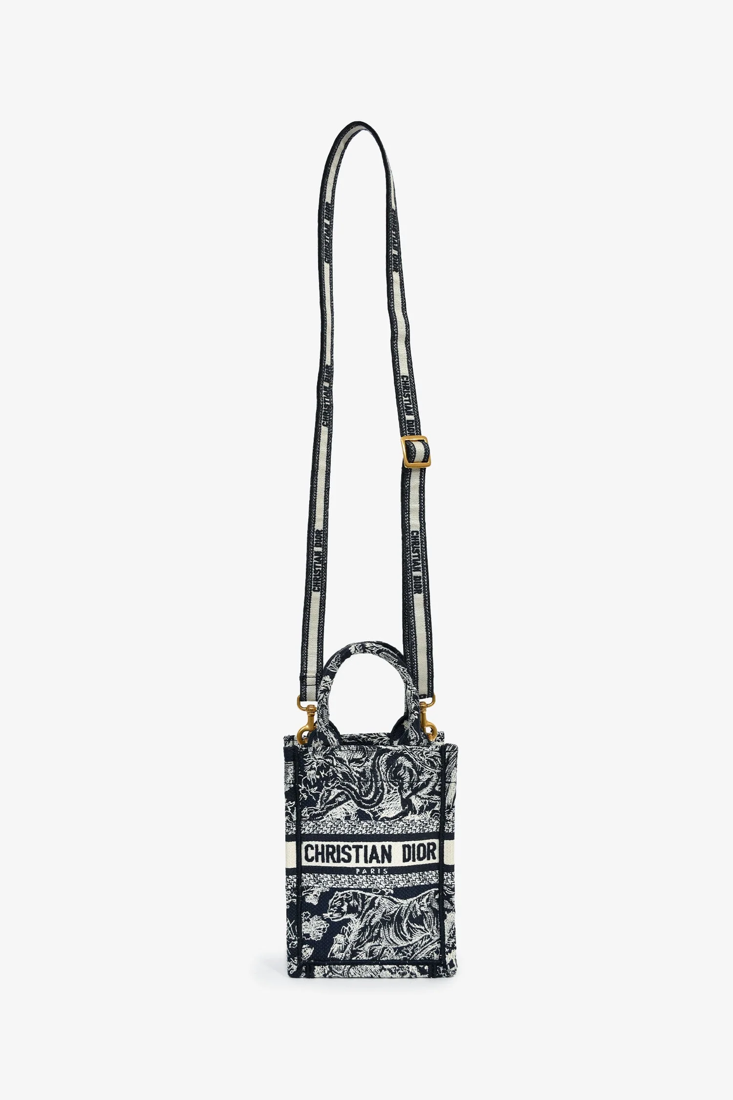Christian Dior Navy/Cream 'Toile de Jouy' Vertical Mini Book Tote - Image 7