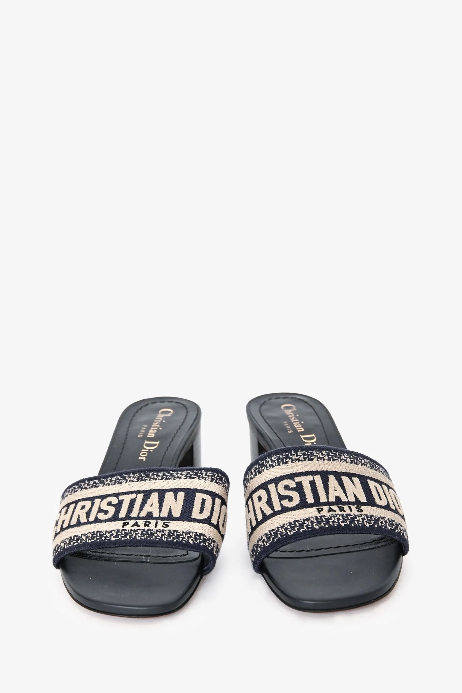Christian Dior Navy D-way Heeled Slides Size 35 - Image 3