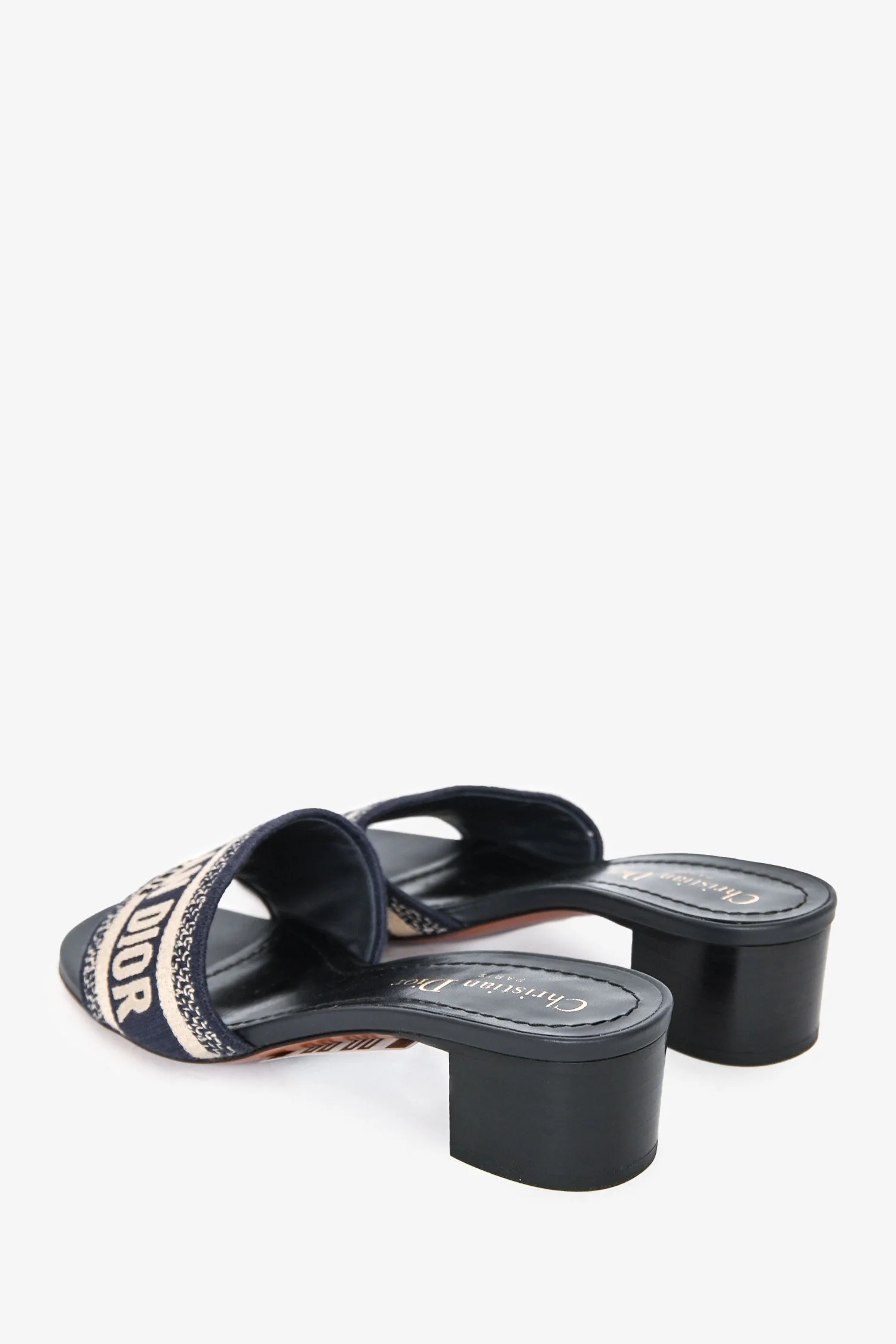 Christian Dior Navy D-way Heeled Slides Size 35 - Image 4