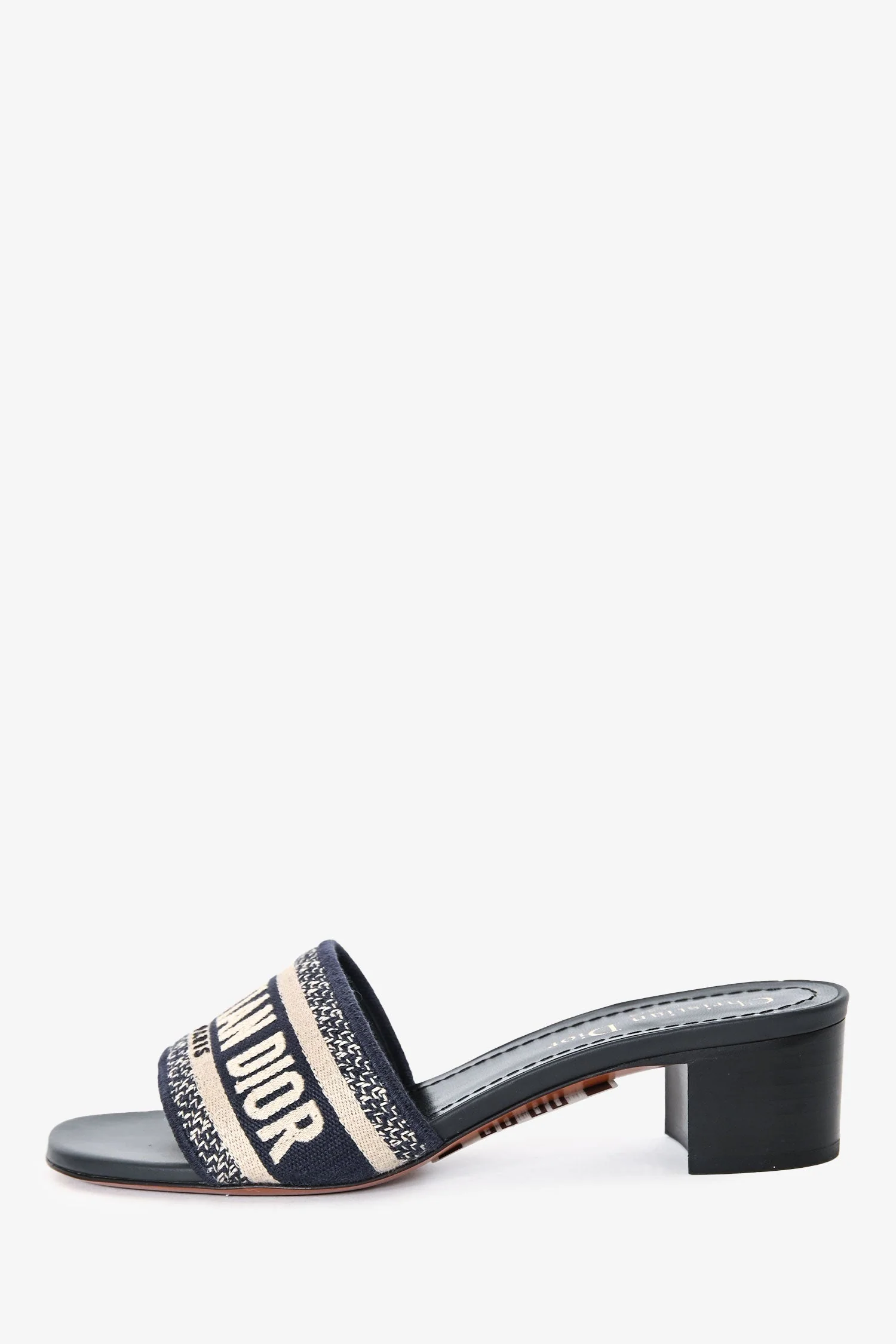Christian Dior Navy D-way Heeled Slides Size 35 - Image 5