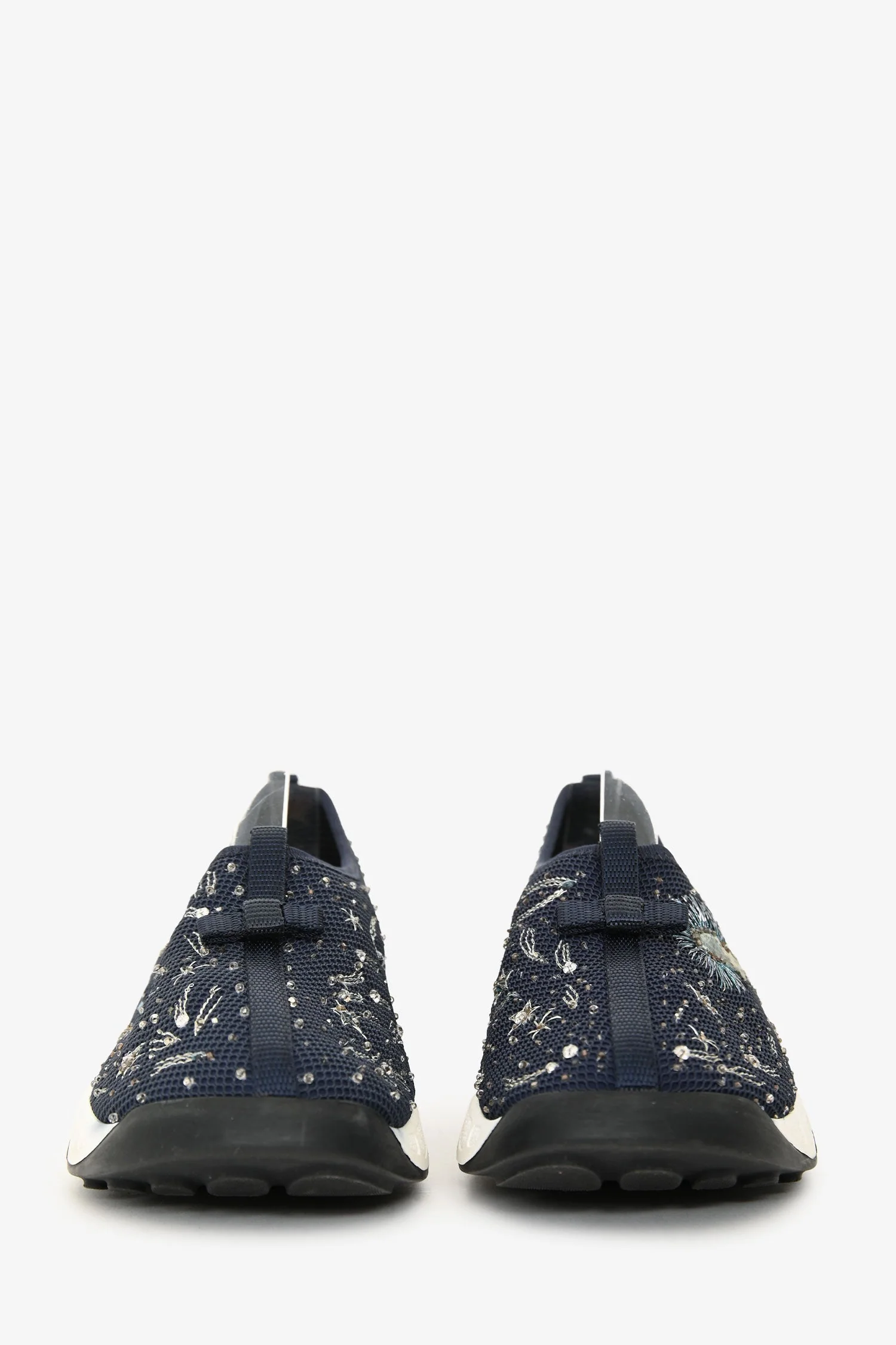 Christian Dior Navy Embroidered Crystal Embellished I Feel Blue 'Fusion' Sneakers Size 37 - Image 3