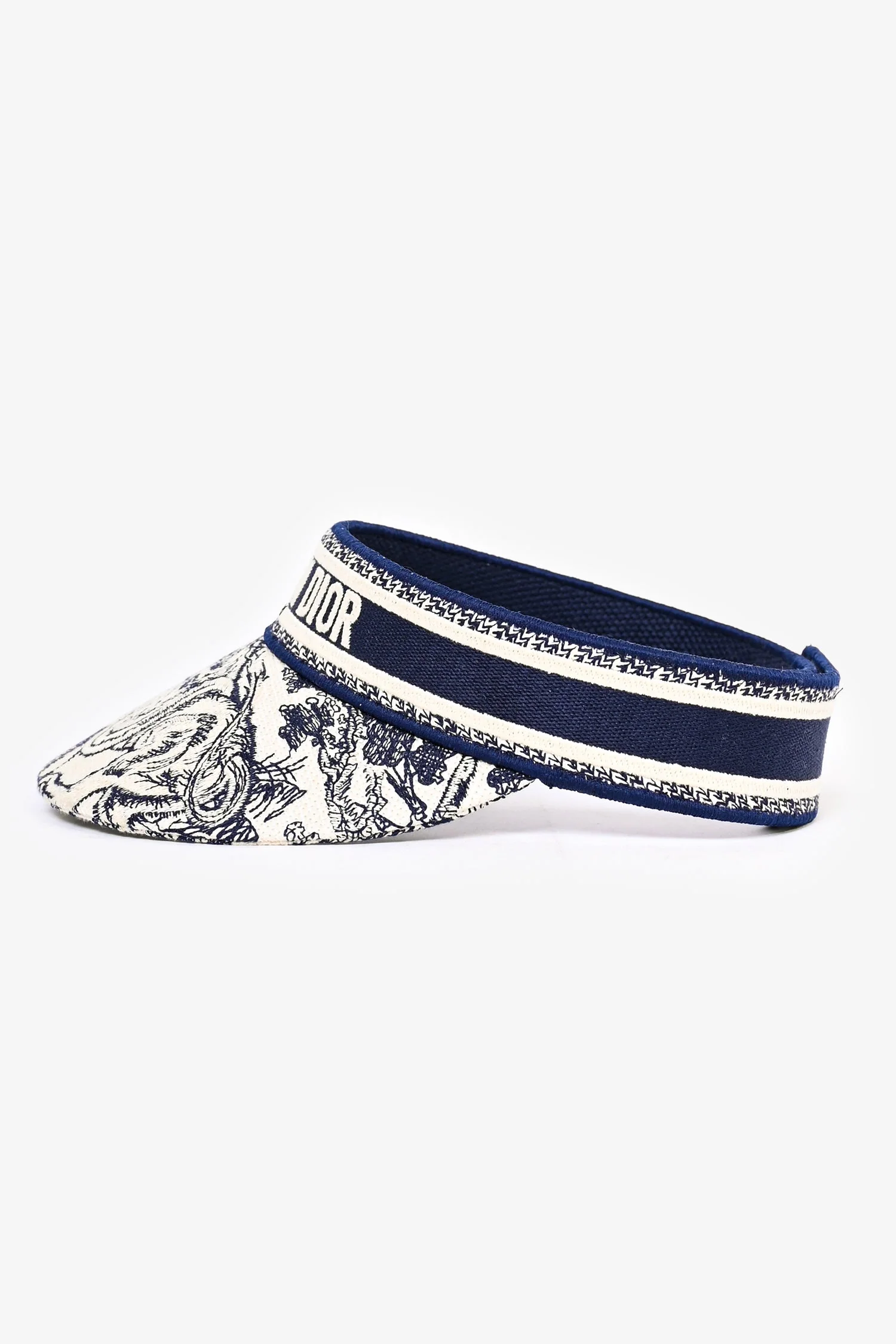 Christian Dior Navy/White Logo Embroidered Visor - Image 3