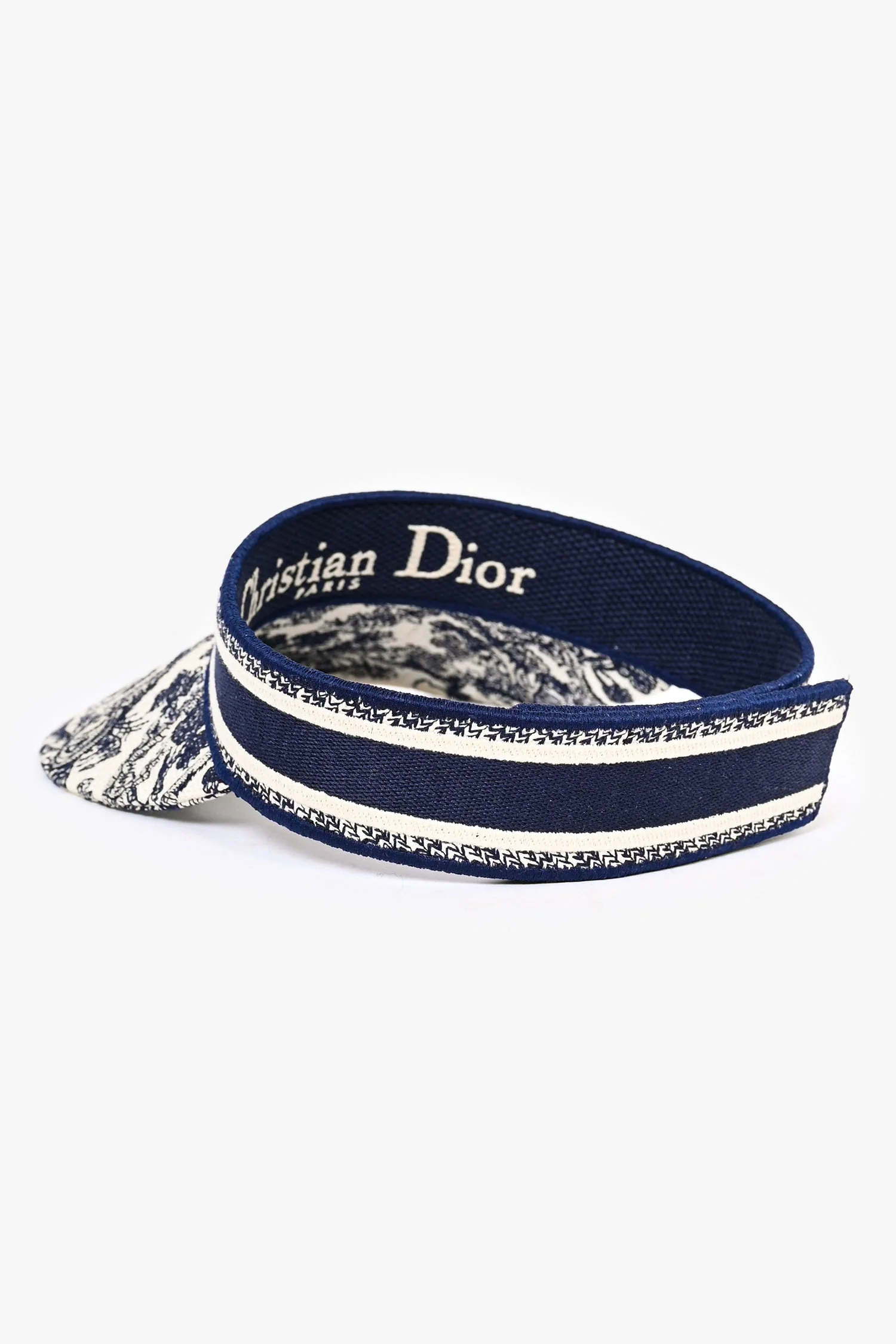 Christian Dior Navy/White Logo Embroidered Visor - Image 4