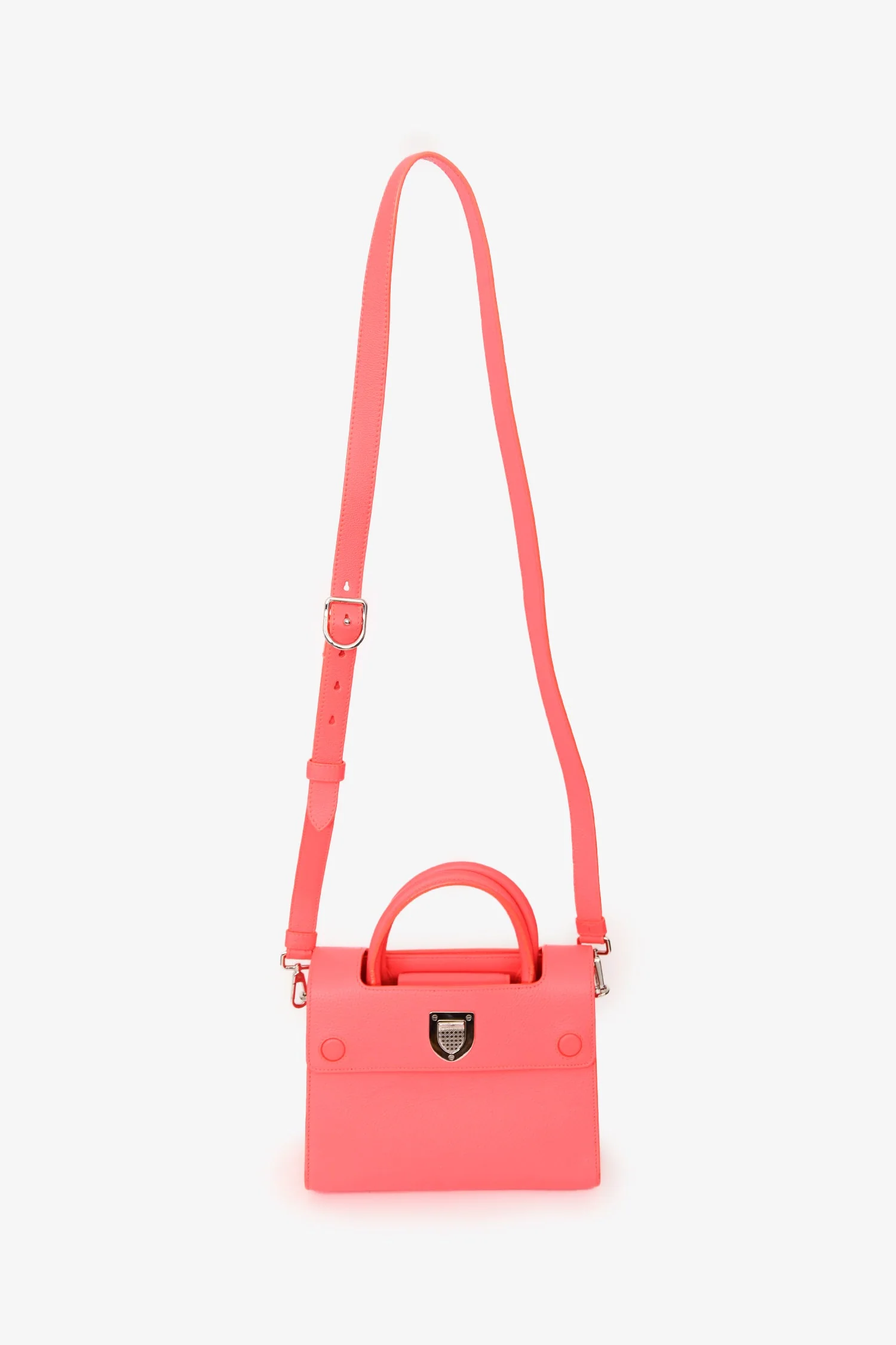 Christian Dior Neon Orange Leather "Diorever" Mini Top Handle With Strap - Image 7
